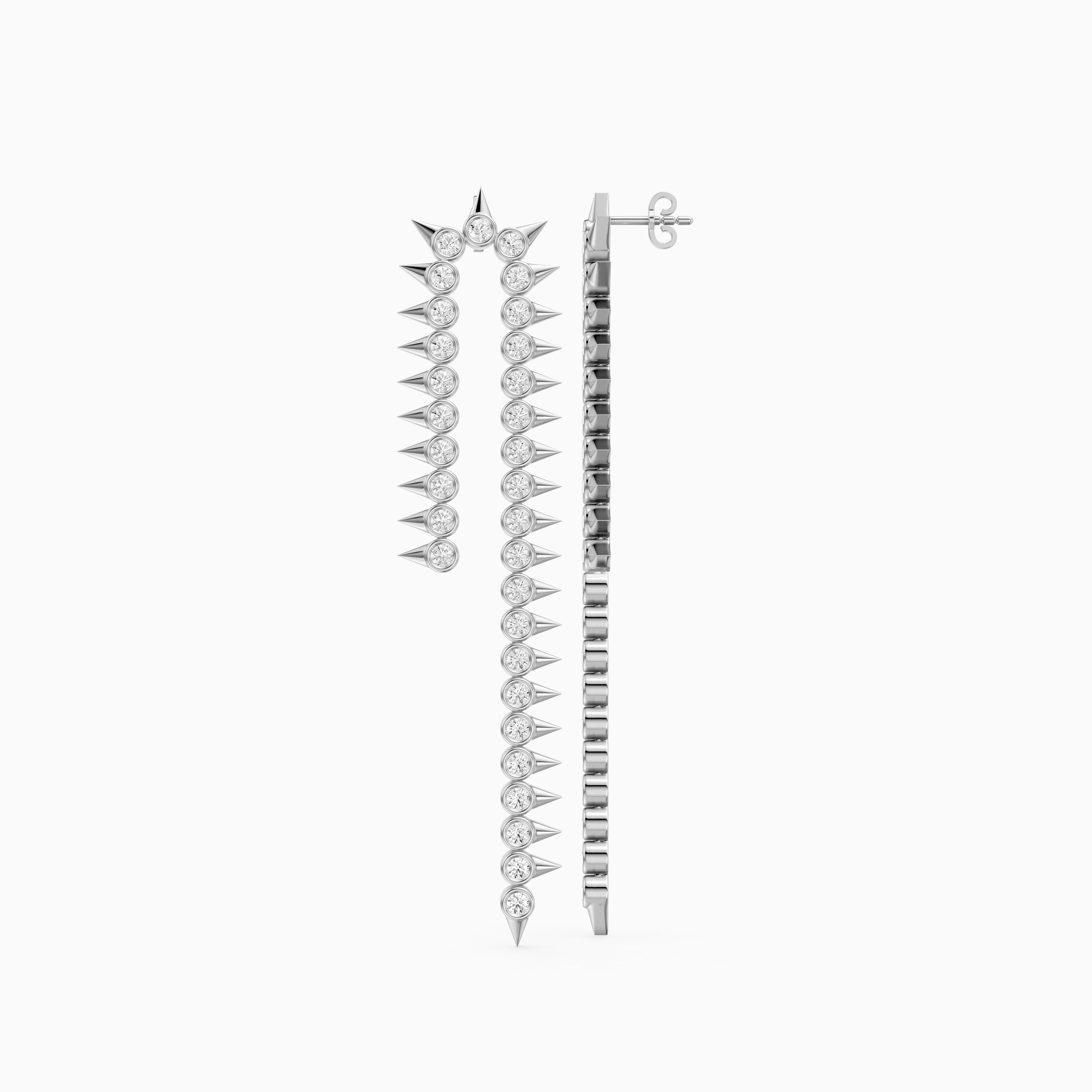 Goldie Round Cut Lab Grown Diamond Spike Dangle Earrings
