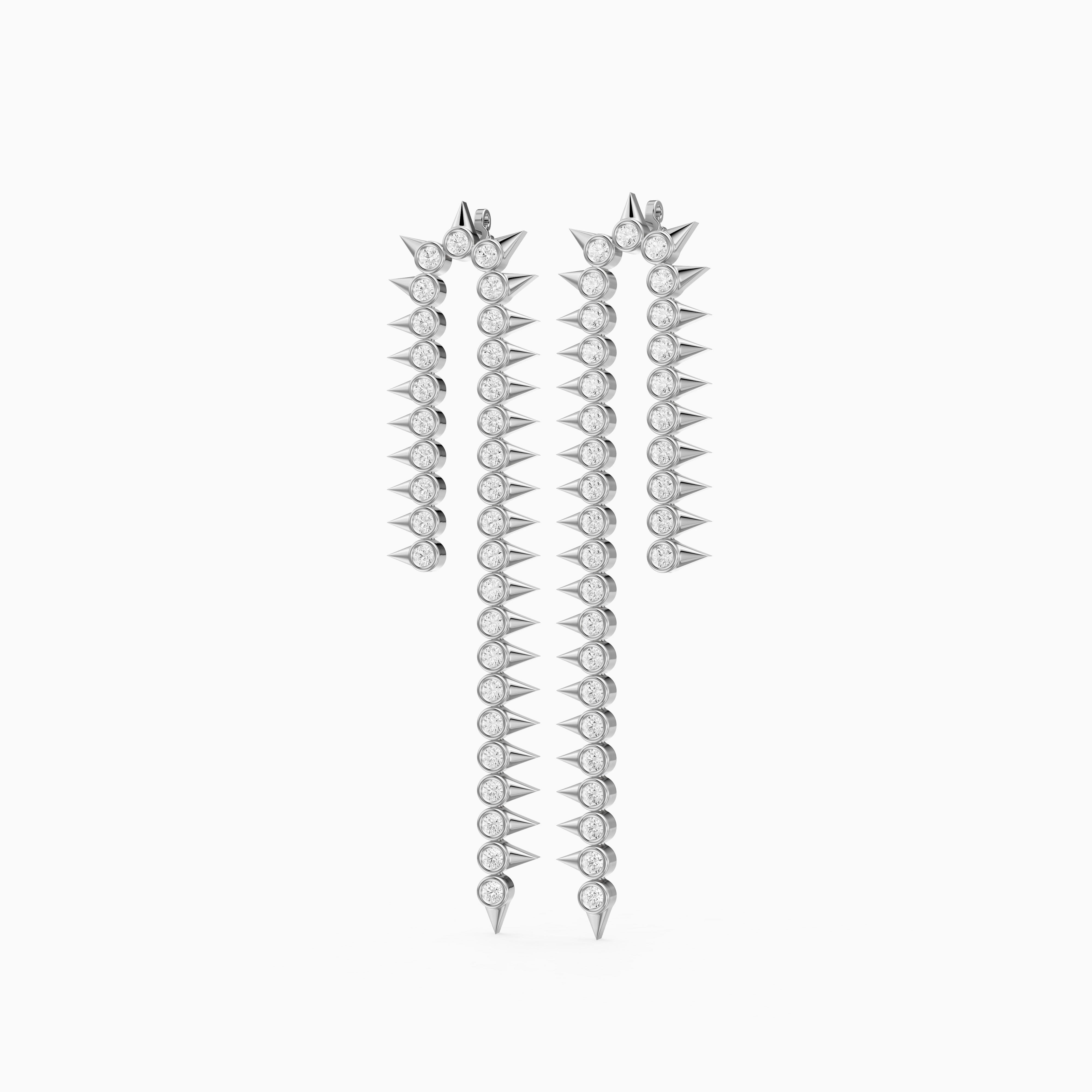Goldie Round Cut Lab Grown Diamond Spike Dangle Earrings