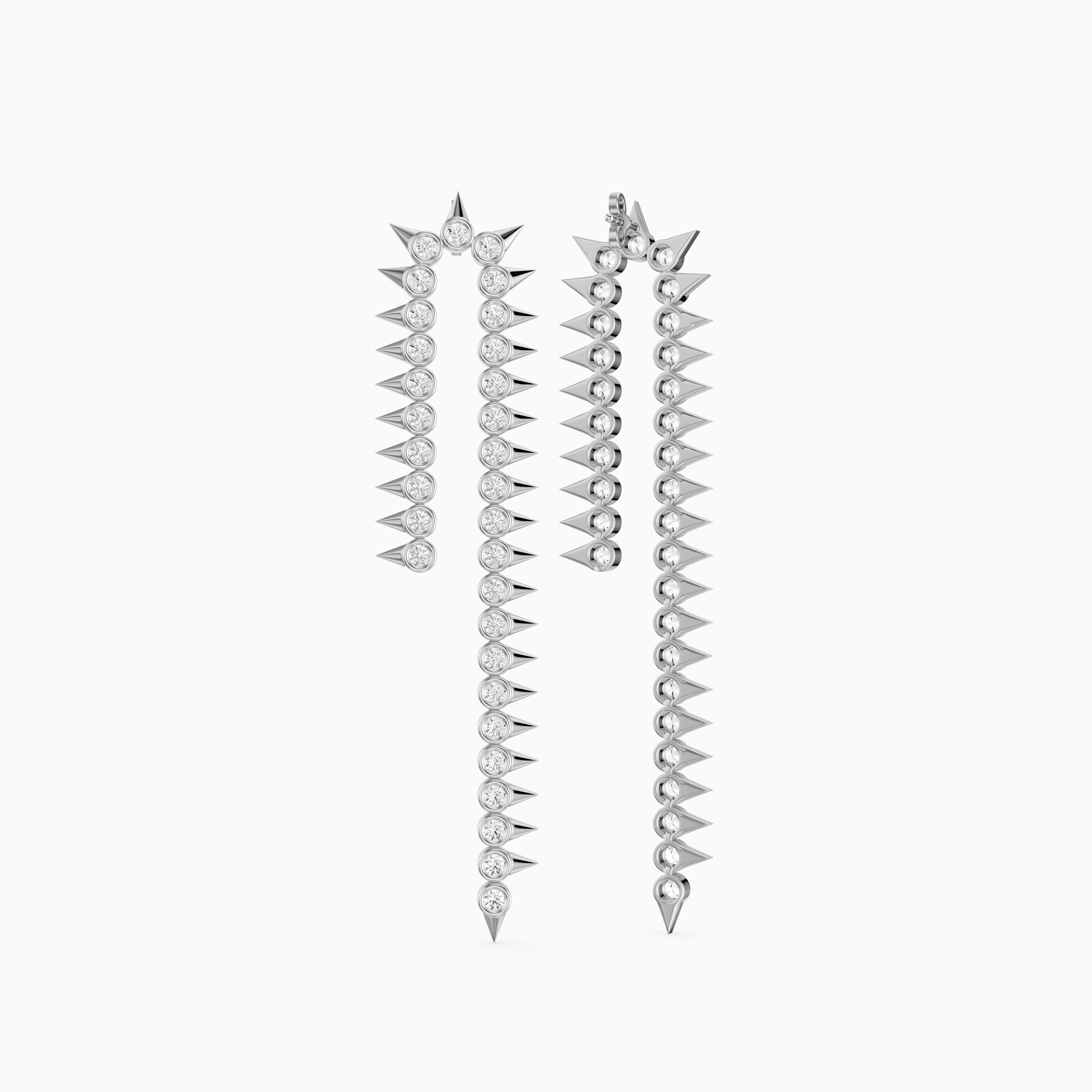 Goldie Round Cut Lab Grown Diamond Spike Dangle Earrings