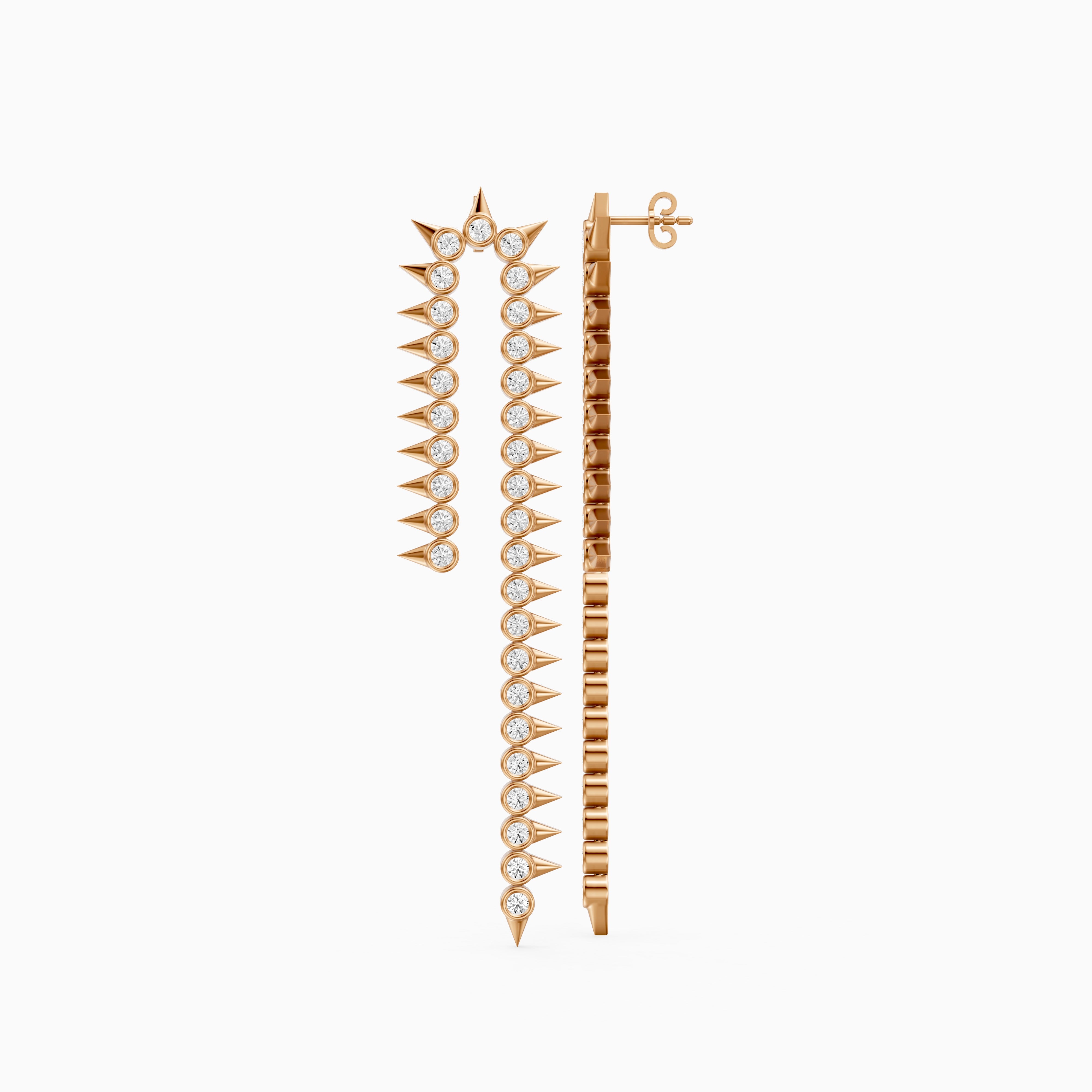 Goldie Round Cut Lab Grown Diamond Spike Dangle Earrings