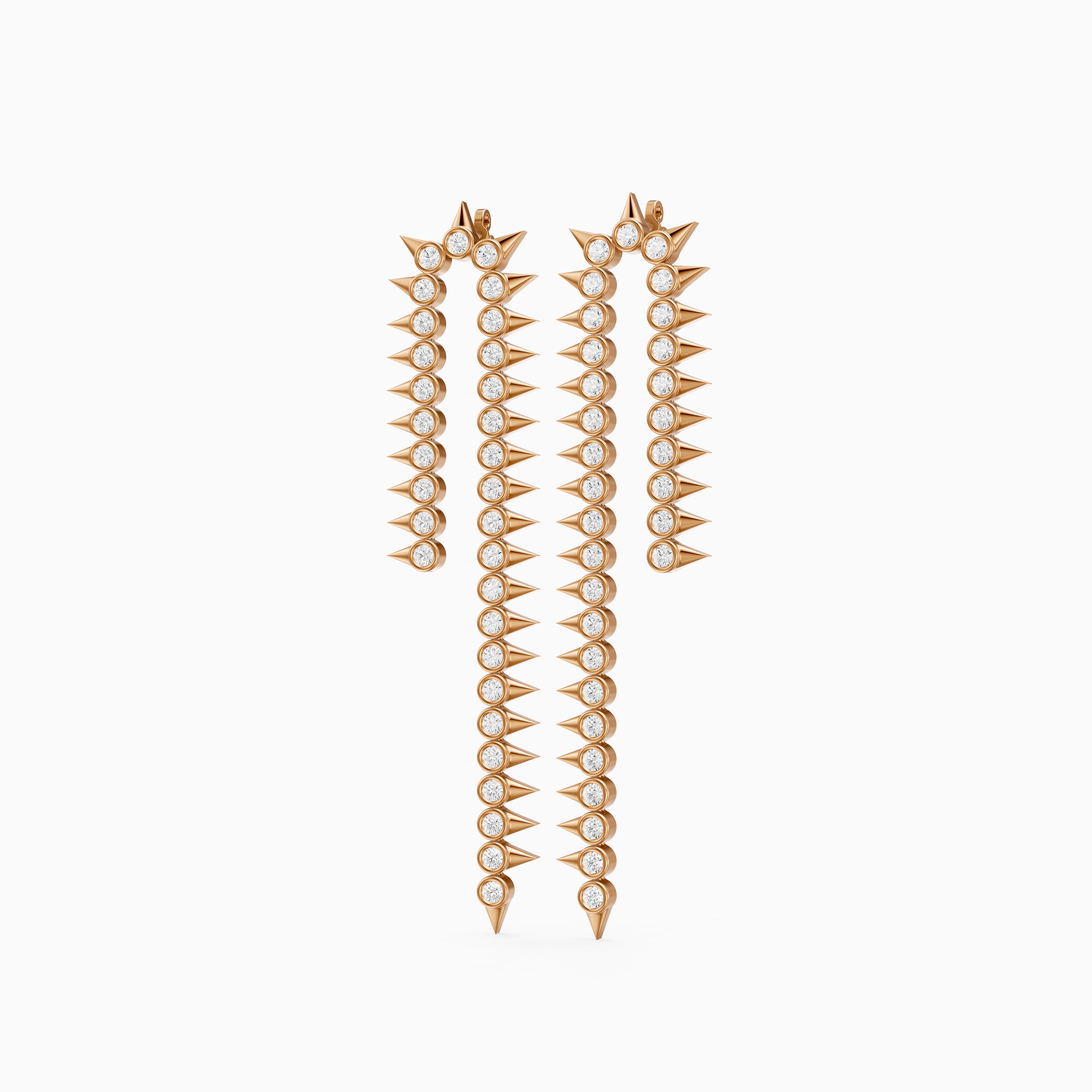 Goldie Round Cut Lab Grown Diamond Spike Dangle Earrings