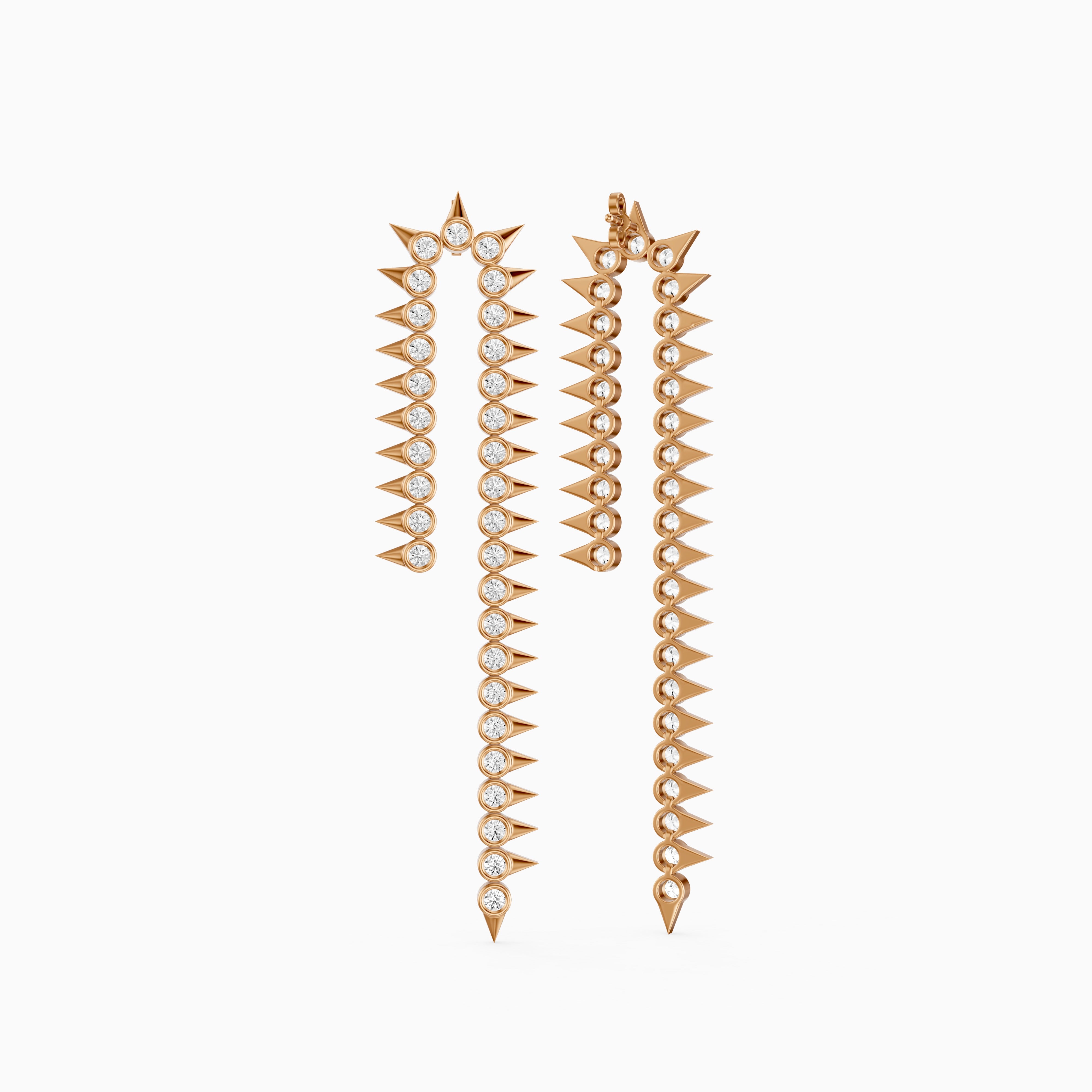 Goldie Round Cut Lab Grown Diamond Spike Dangle Earrings