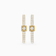 Emese Round Lab Grown Diamond Square Station Petite Hoop Earrings