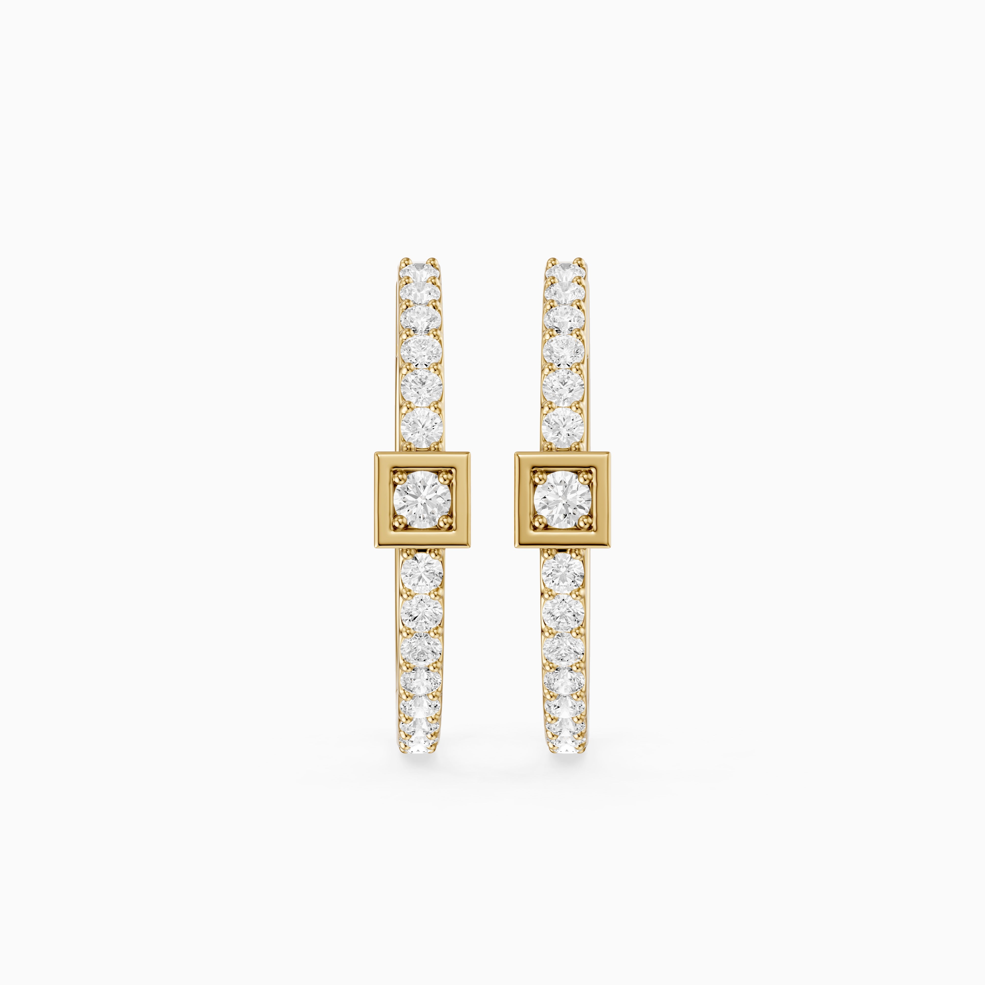 Emese Round Lab Grown Diamond Square Station Petite Hoop Earrings