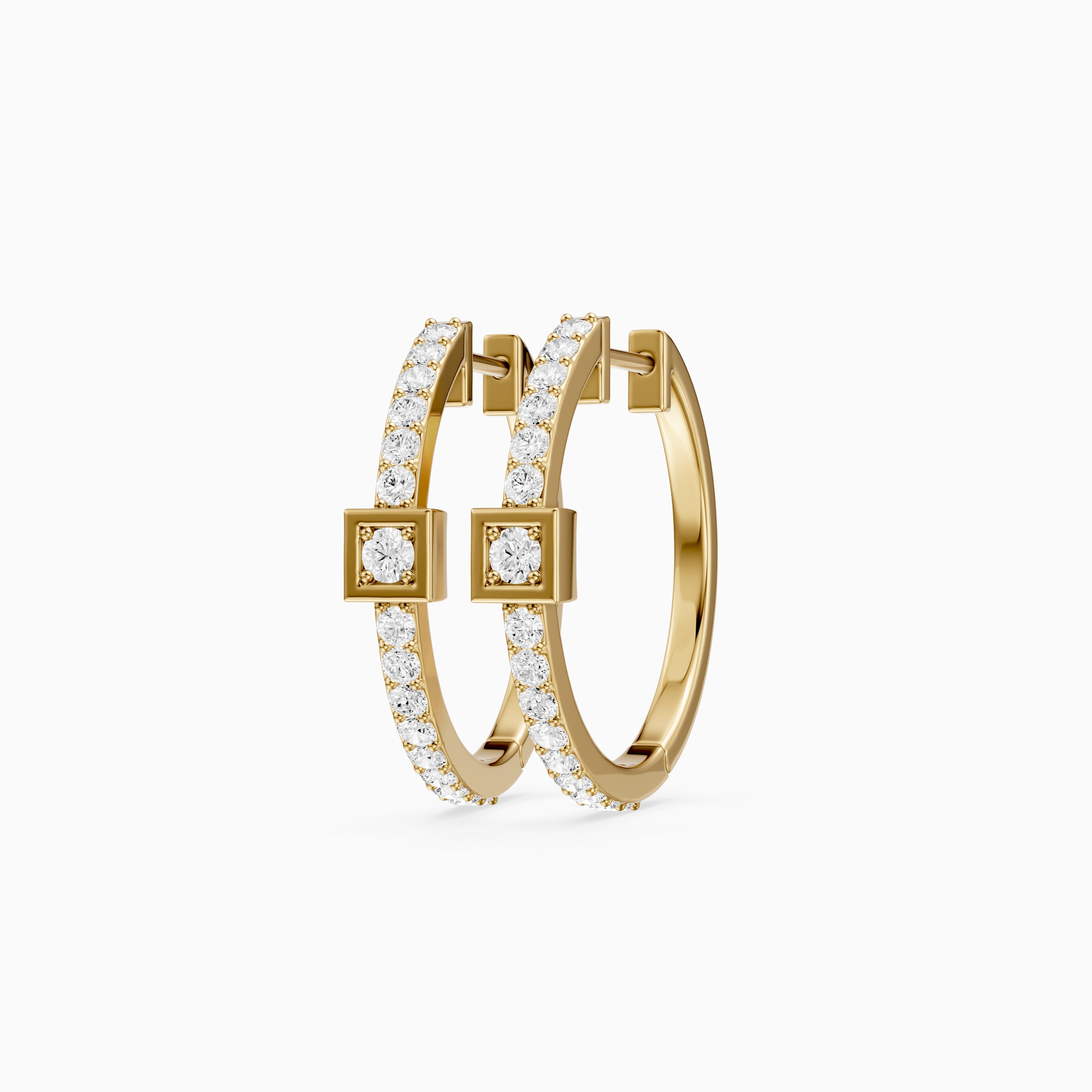 Emese Round Lab Grown Diamond Square Station Petite Hoop Earrings