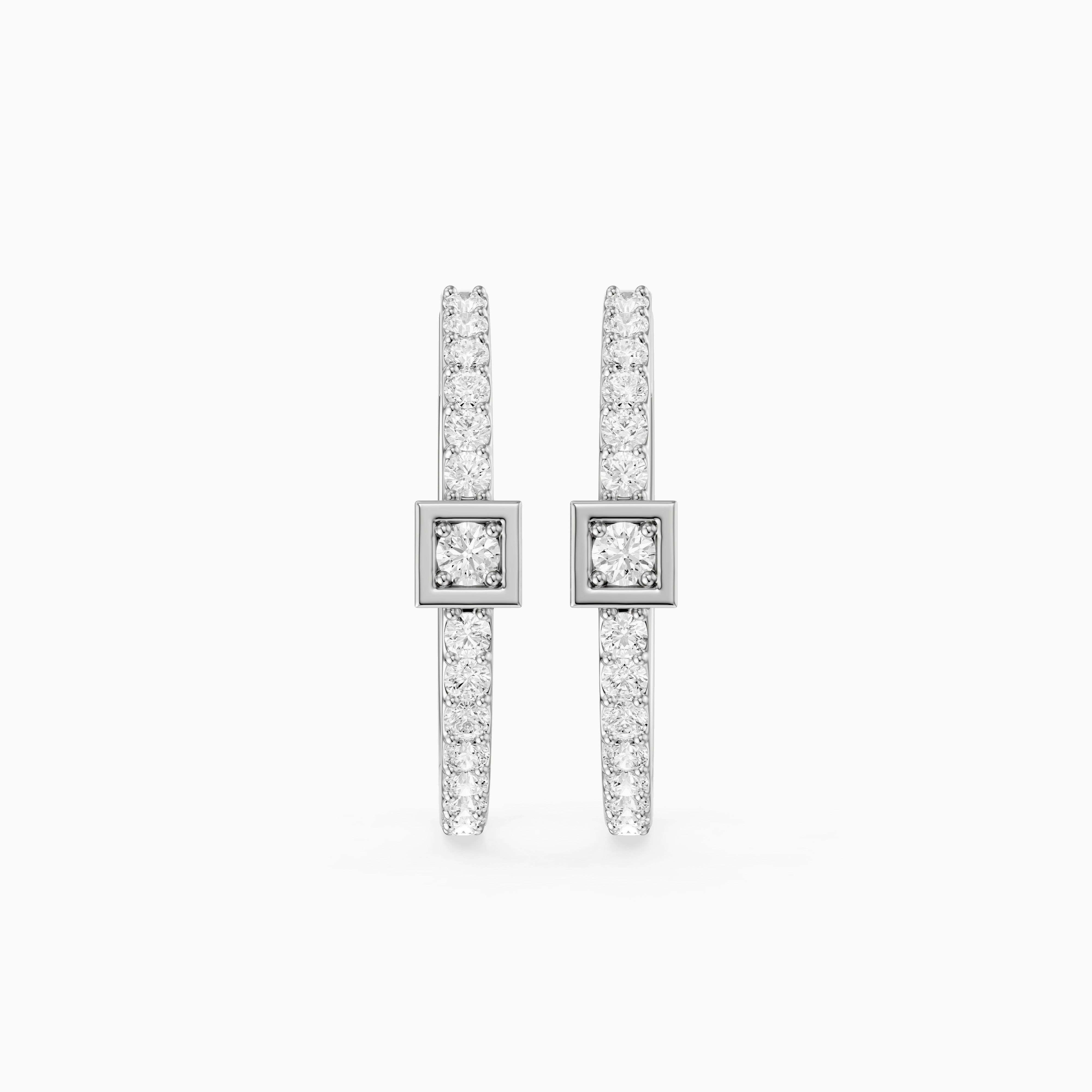 Emese Round Lab Grown Diamond Square Station Petite Hoop Earrings