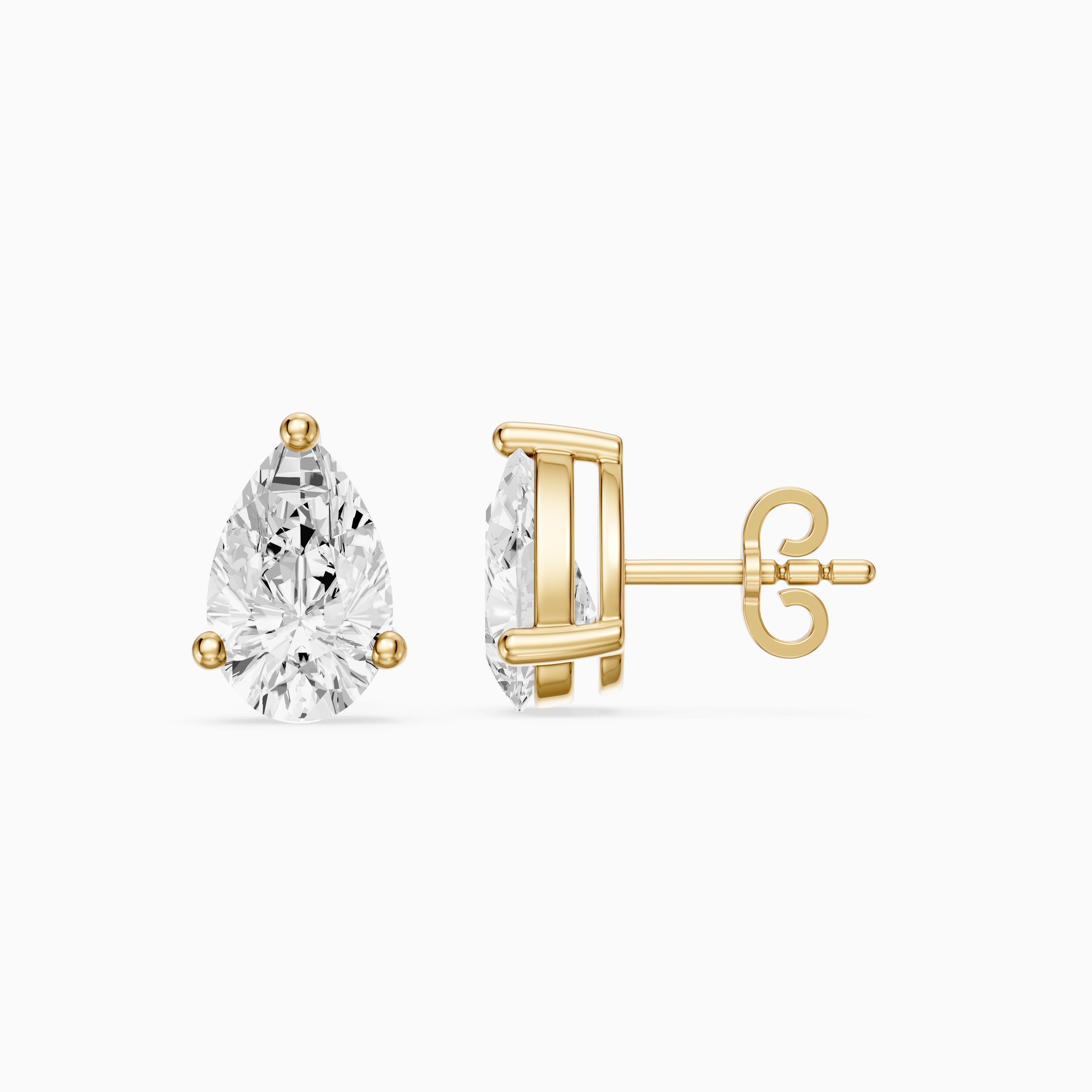 Eirlys Pear Cut Lab Grown Diamond Teardrop Solitaire Earrings