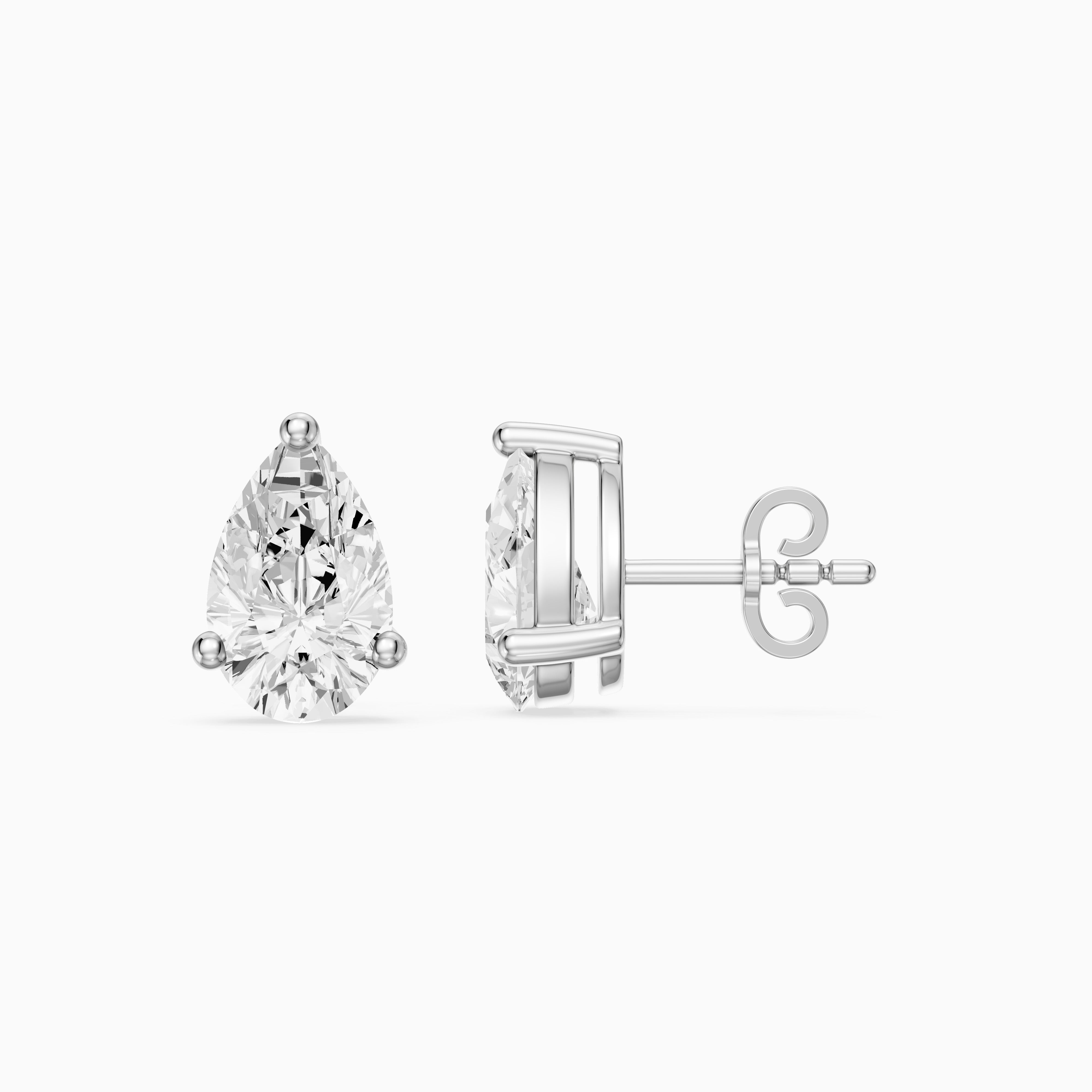 Eirlys Pear Cut Lab Grown Diamond Teardrop Solitaire Earrings