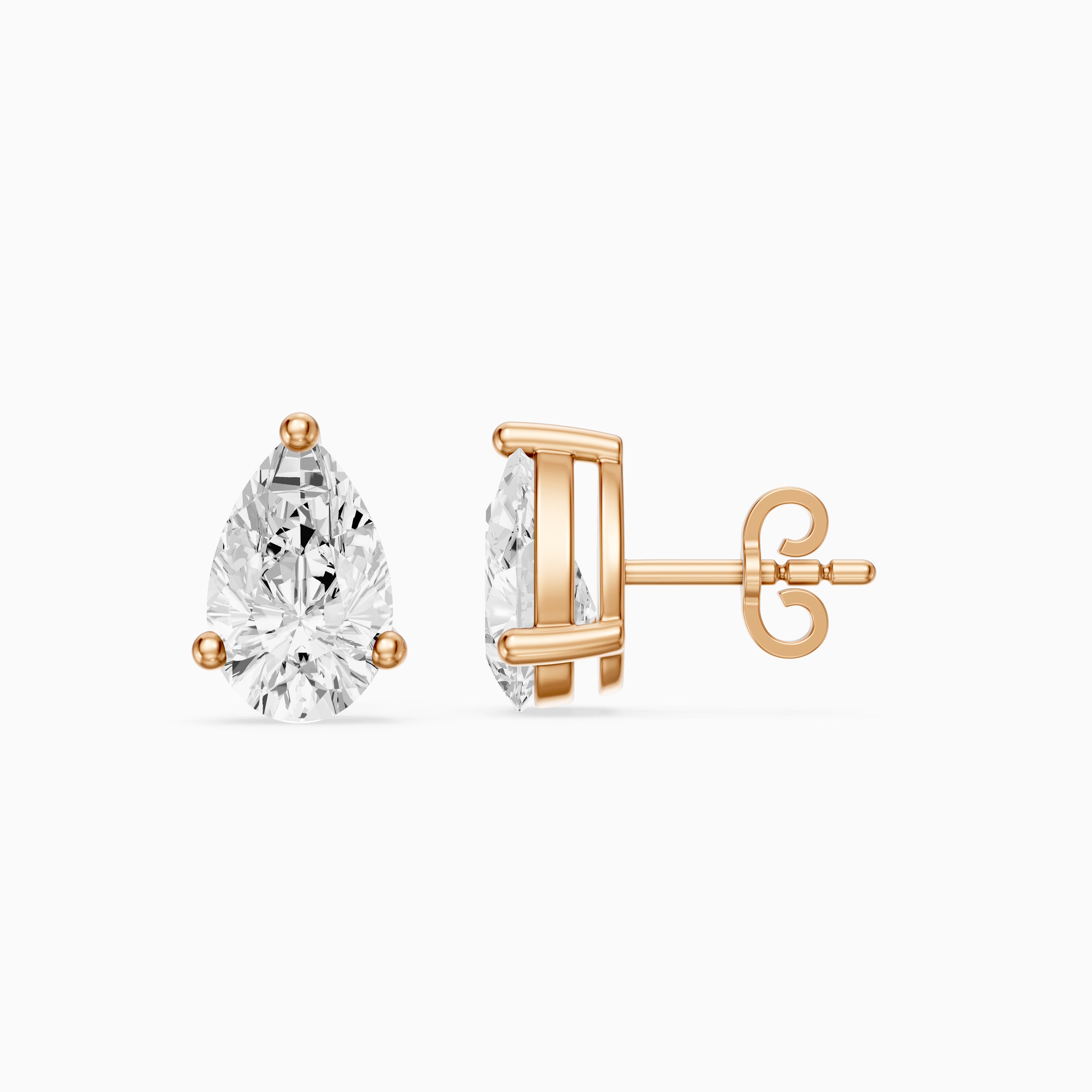 Eirlys Pear Cut Lab Grown Diamond Teardrop Solitaire Earrings