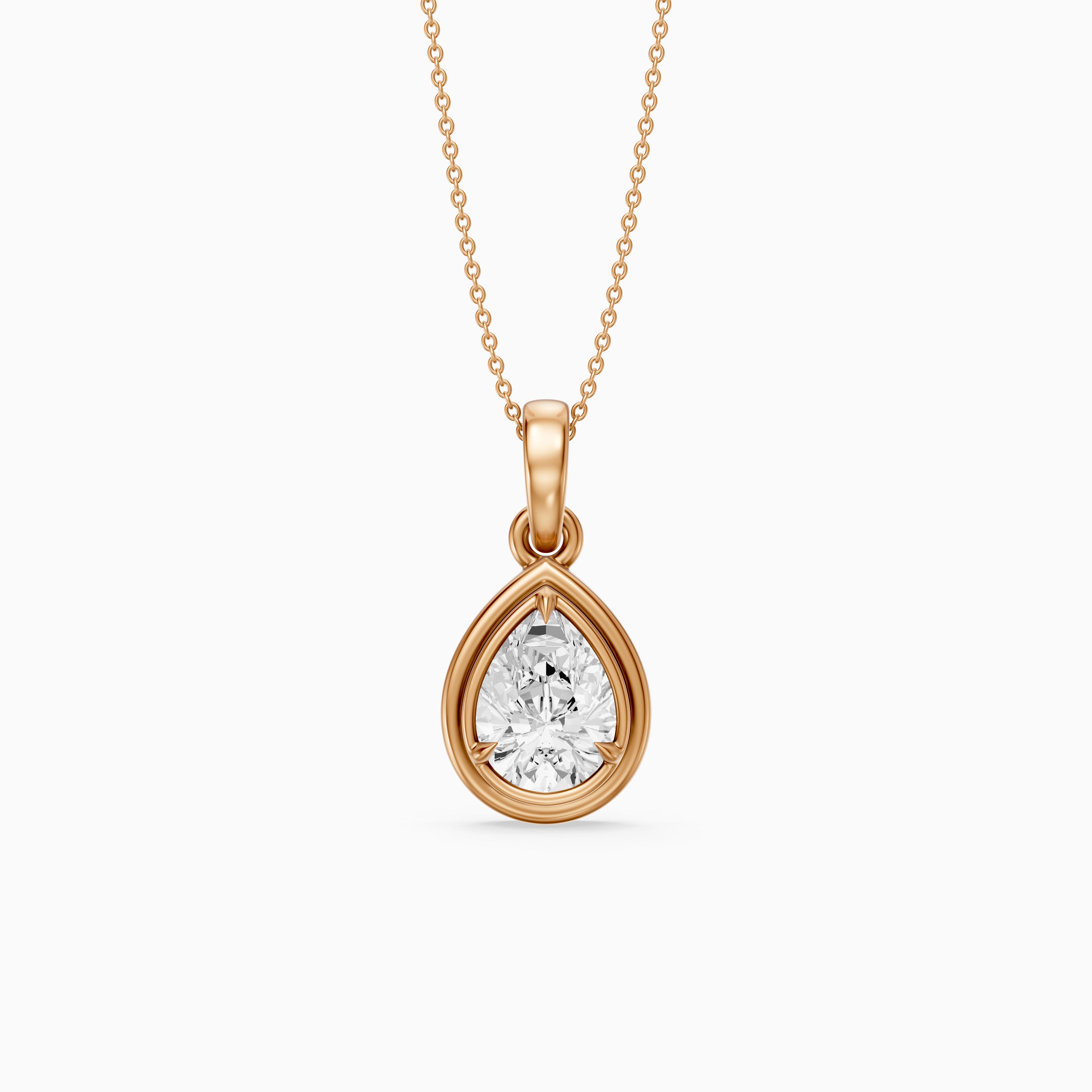 Shirley Double Bezel with Prong Set Pear Lab Grown Diamond Pendant
