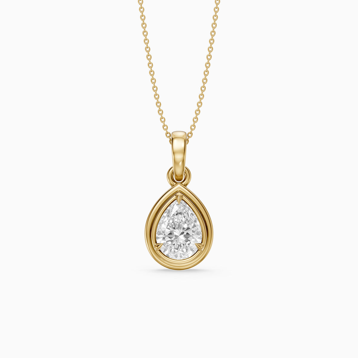 Shirley Double Bezel with Prong Set Pear Lab Grown Diamond Pendant