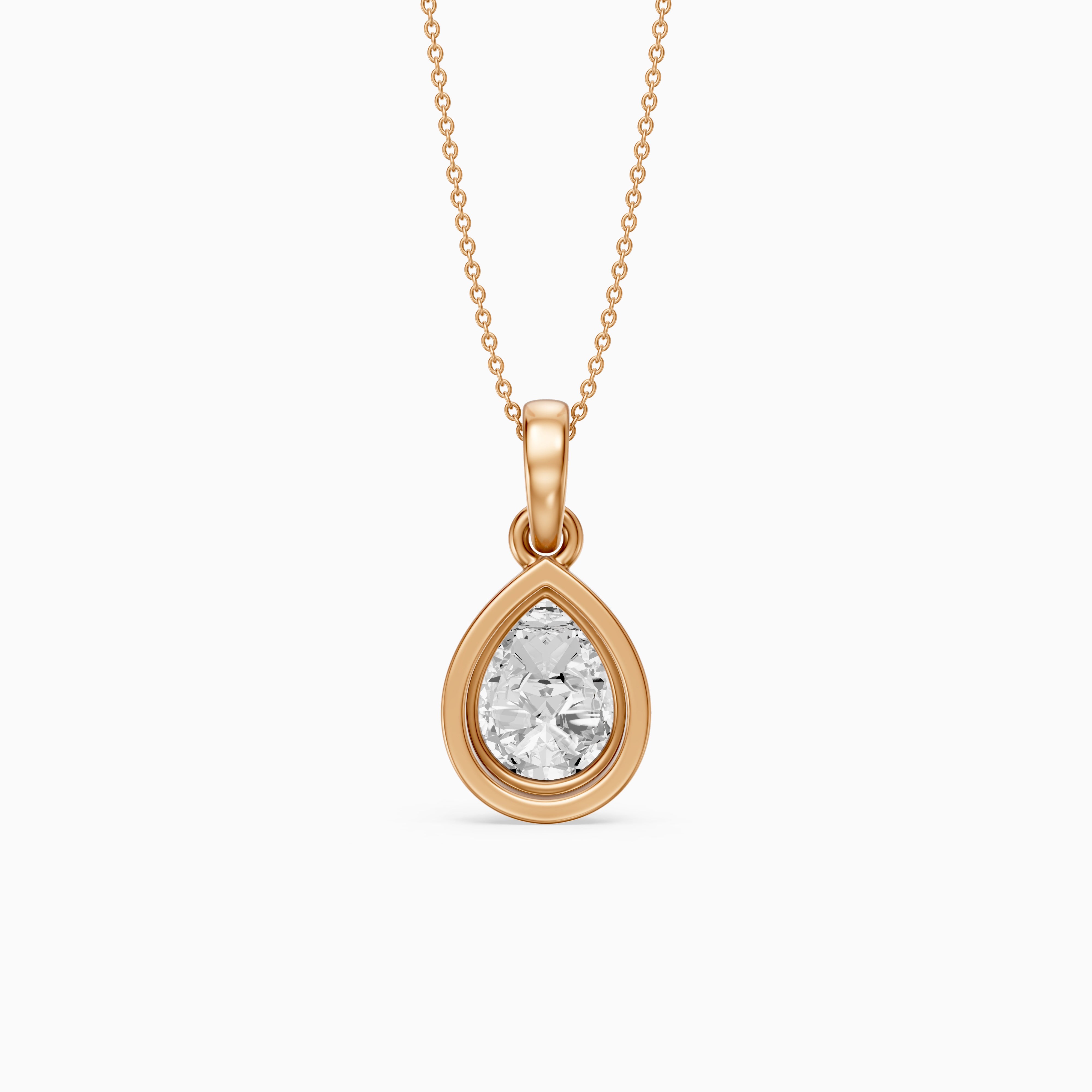 Shirley Double Bezel with Prong Set Pear Lab Grown Diamond Pendant