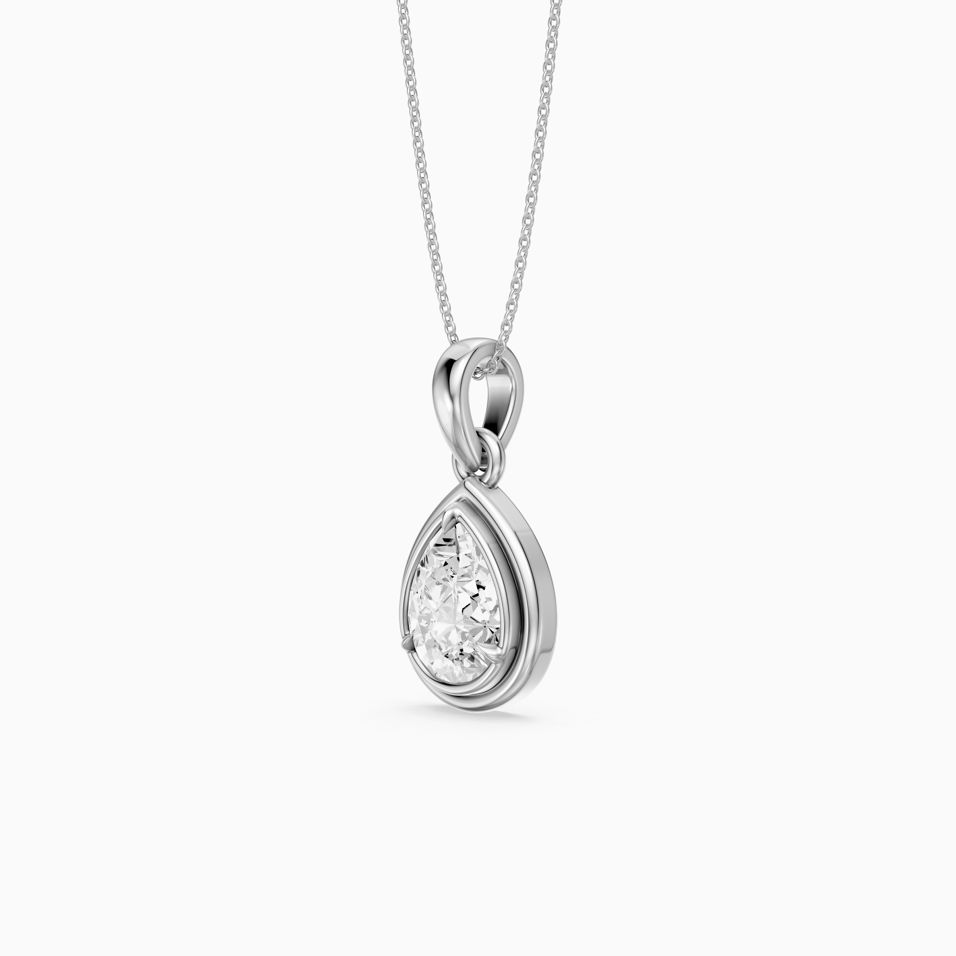 Shirley Double Bezel with Prong Set Pear Lab Grown Diamond Pendant
