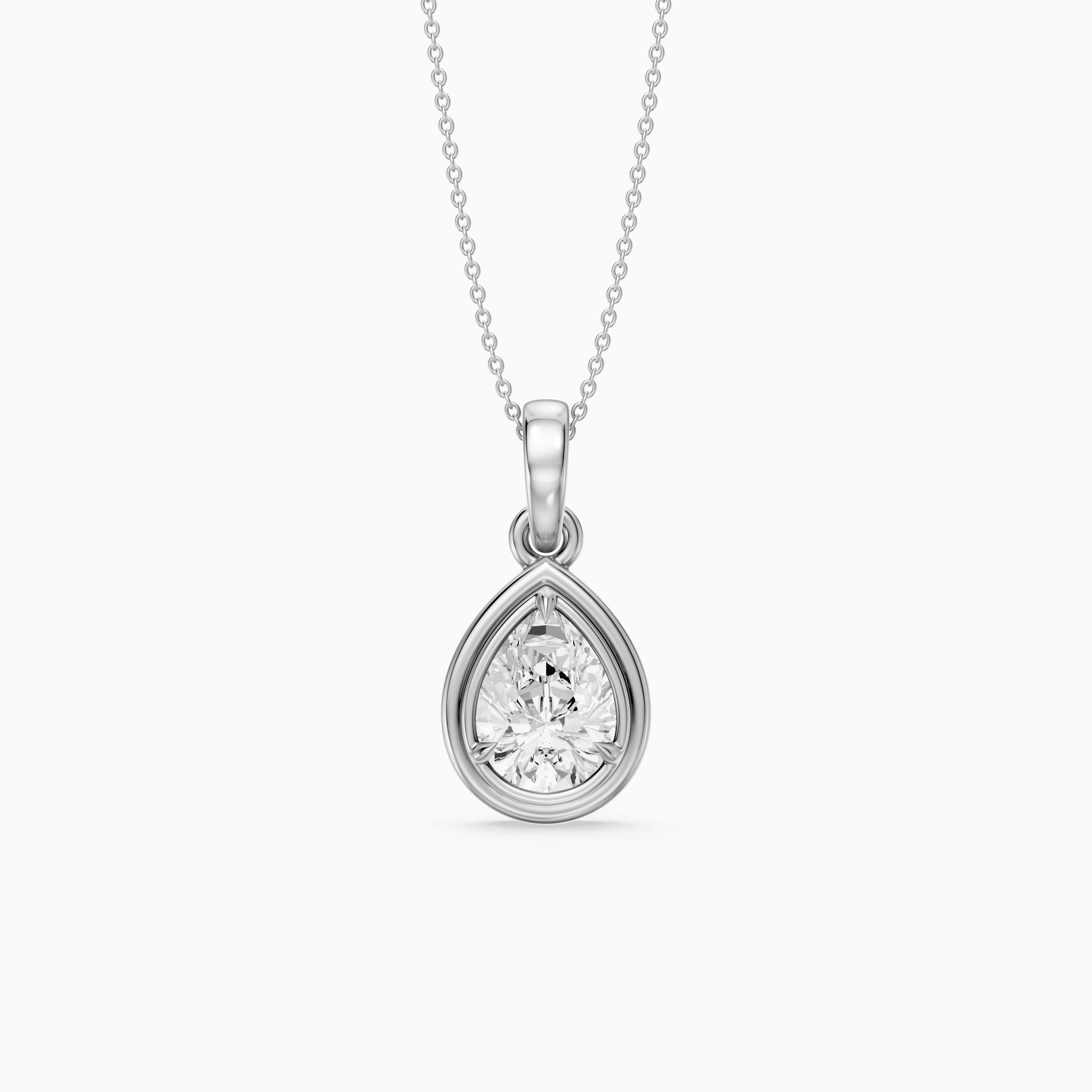 Shirley Double Bezel with Prong Set Pear Lab Grown Diamond Pendant