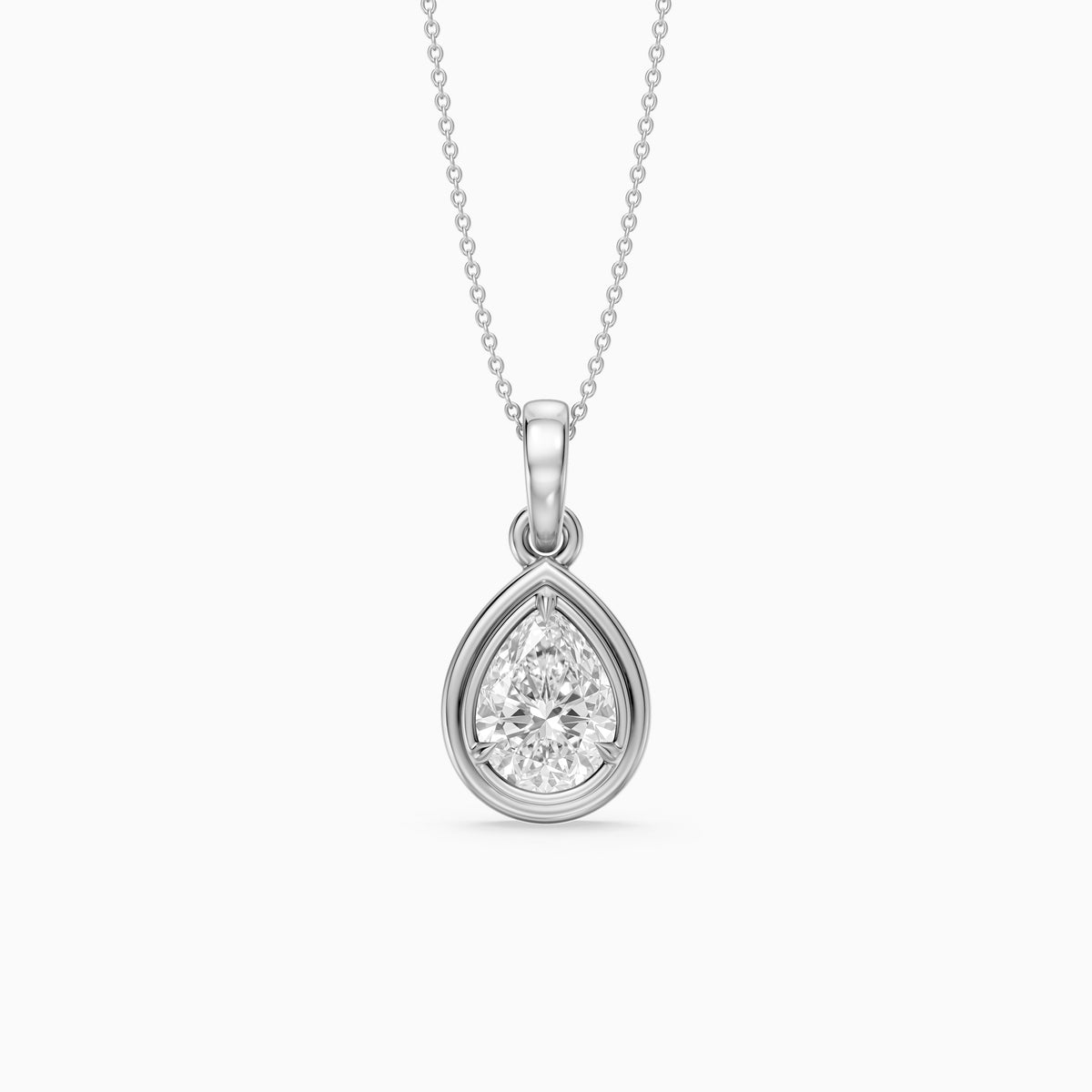 Shirley Double Bezel with Prong Set Pear Lab Grown Diamond Pendant