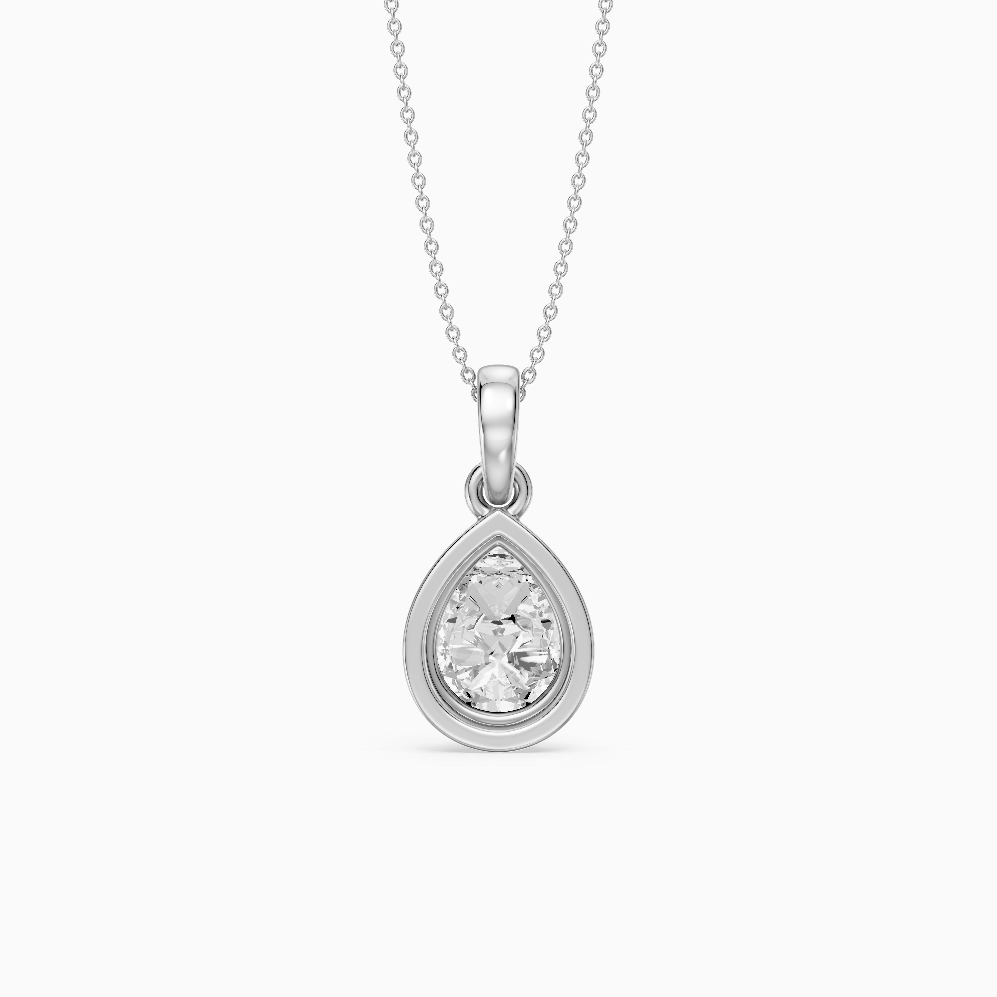 Shirley Double Bezel with Prong Set Pear Lab Grown Diamond Pendant
