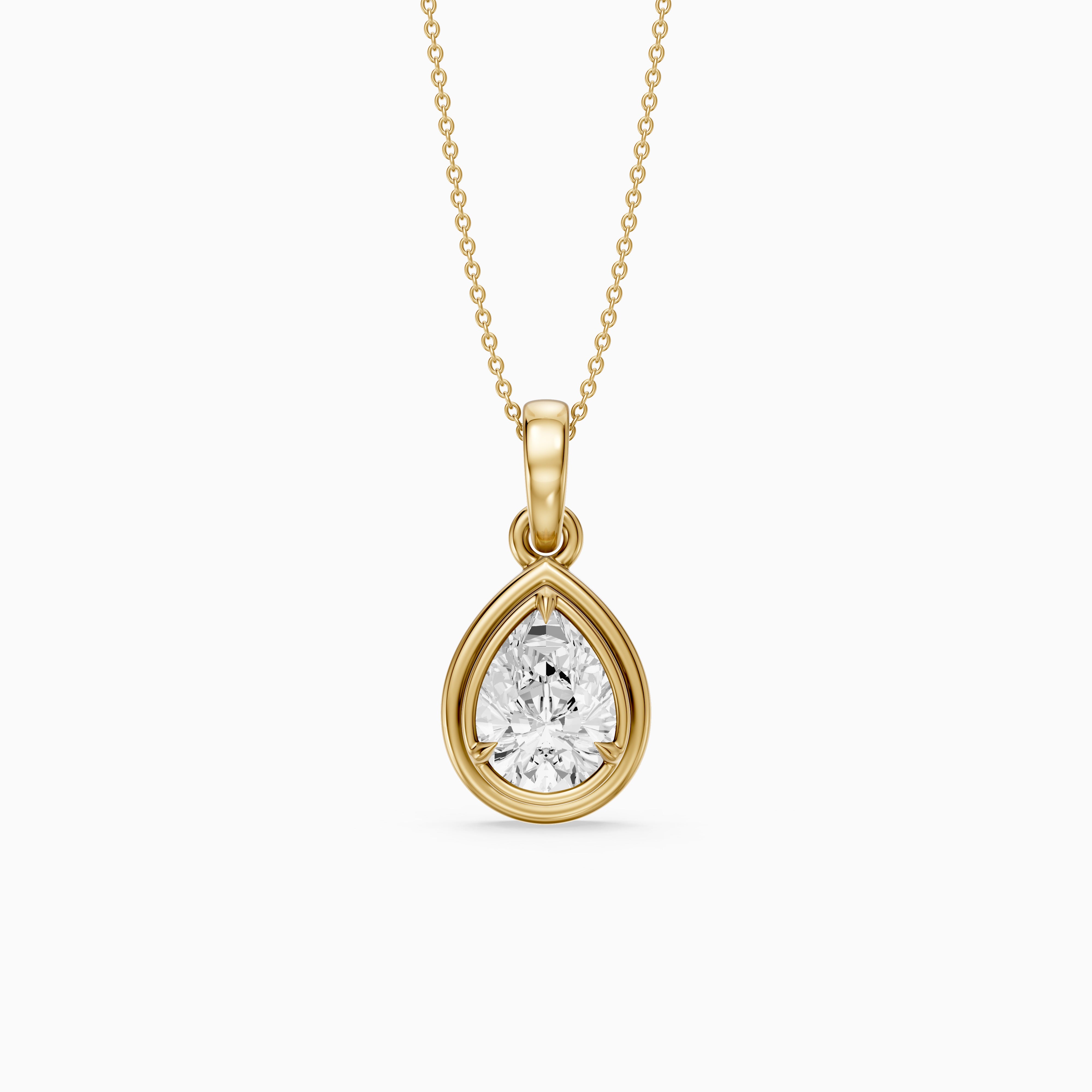 Shirley Double Bezel with Prong Set Pear Lab Grown Diamond Pendant