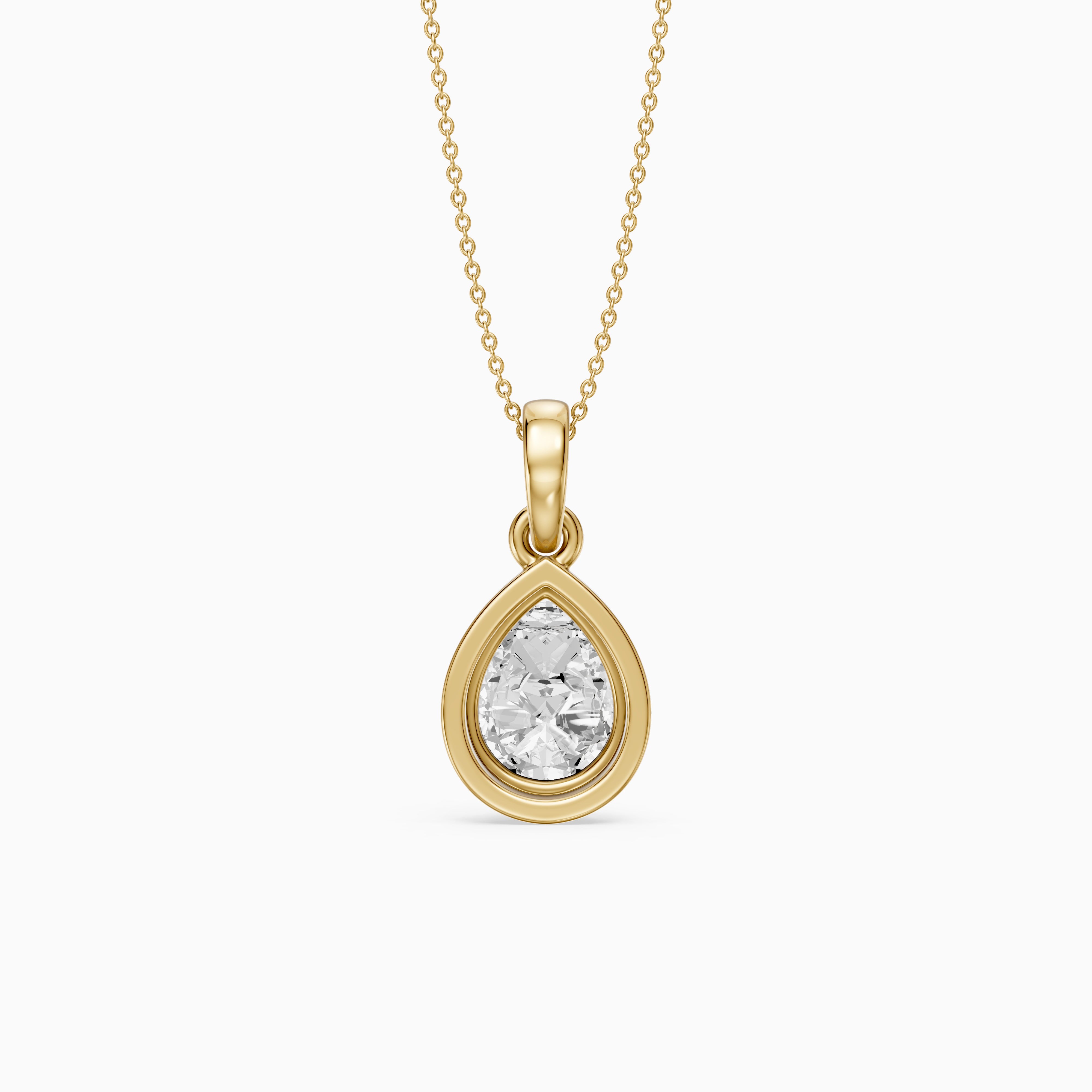 Shirley Double Bezel with Prong Set Pear Lab Grown Diamond Pendant