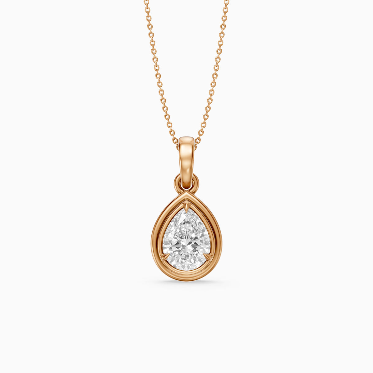 Shirley Double Bezel with Prong Set Pear Lab Grown Diamond Pendant
