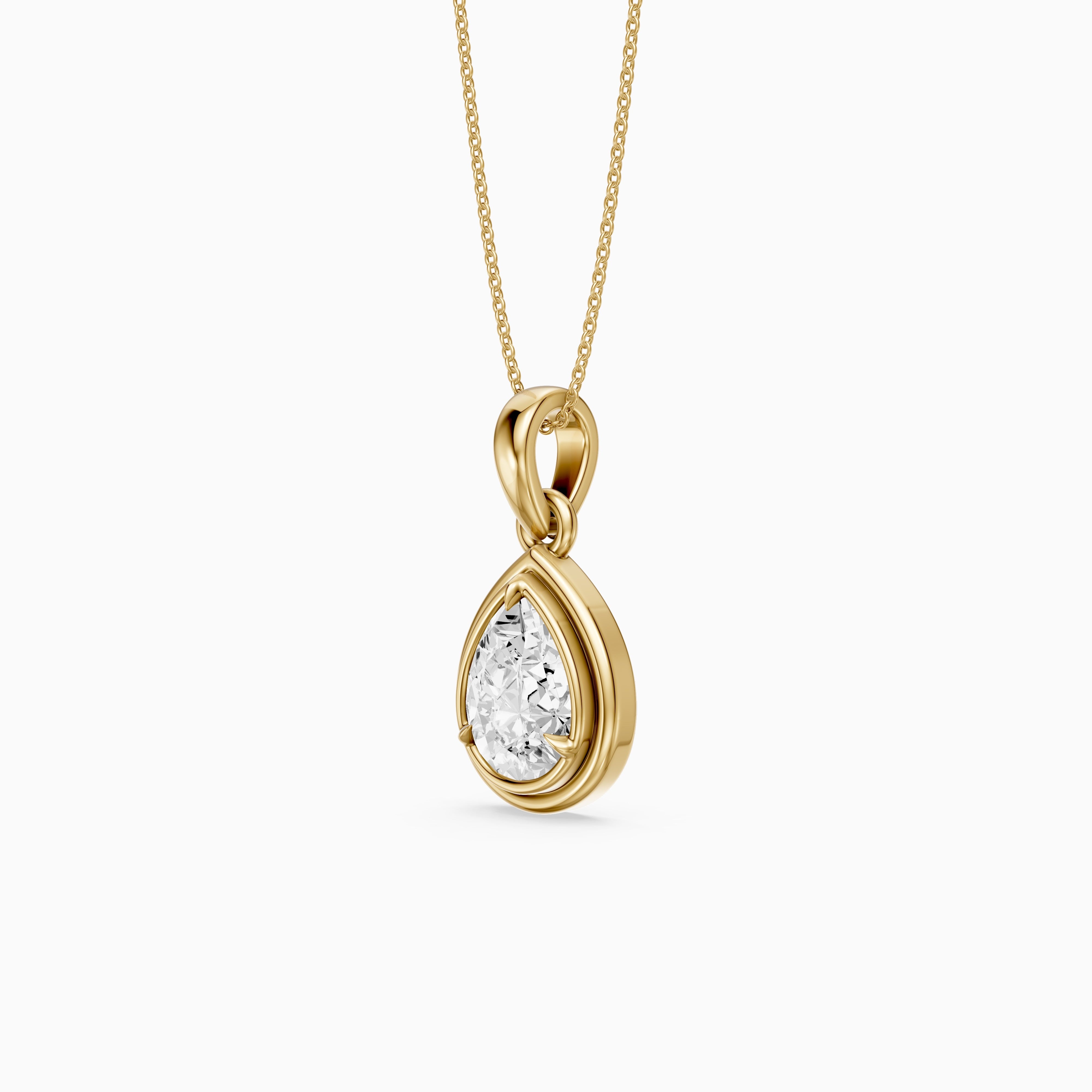 Shirley Double Bezel with Prong Set Pear Lab Grown Diamond Pendant