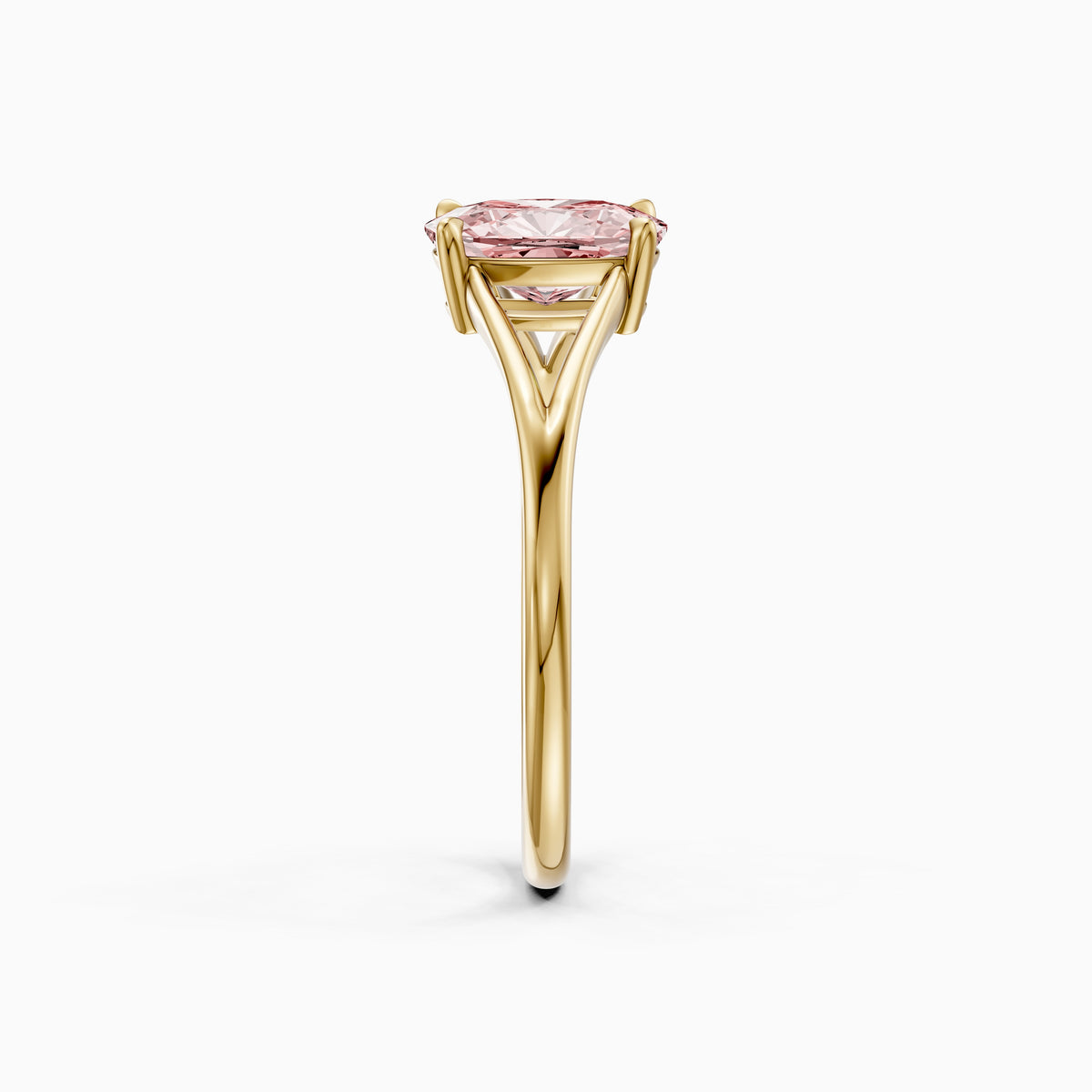 Verity Elongated Cushion Cut Split Shank Solitaire Pink Lab Grown Diamond Ring