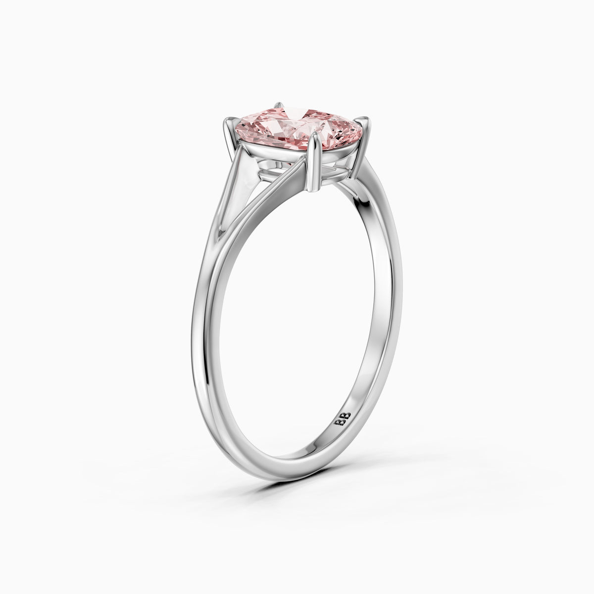 Verity Elongated Cushion Cut Split Shank Solitaire Pink Lab Grown Diamond Ring