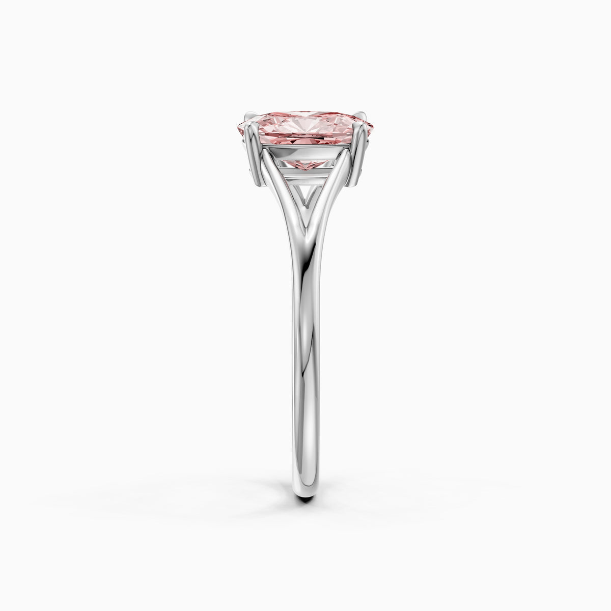Verity Elongated Cushion Cut Split Shank Solitaire Pink Lab Grown Diamond Ring