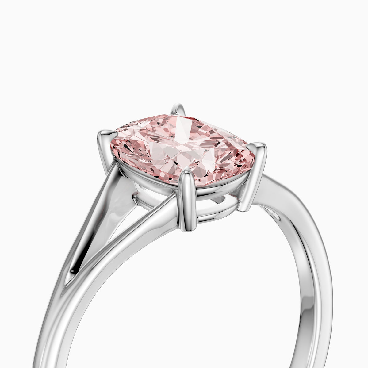 Verity Elongated Cushion Cut Split Shank Solitaire Pink Lab Grown Diamond Ring
