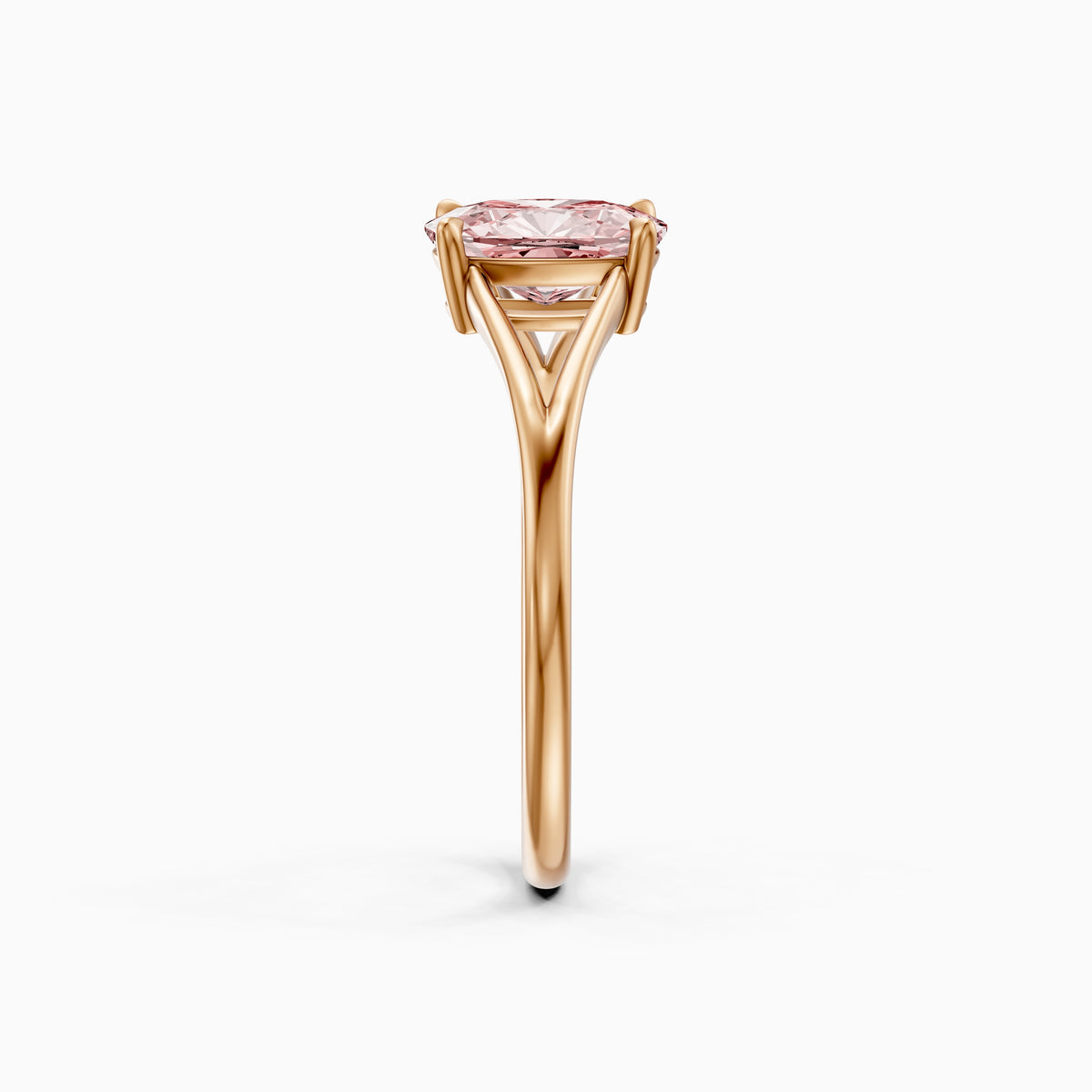 Verity Elongated Cushion Cut Split Shank Solitaire Pink Lab Grown Diamond Ring