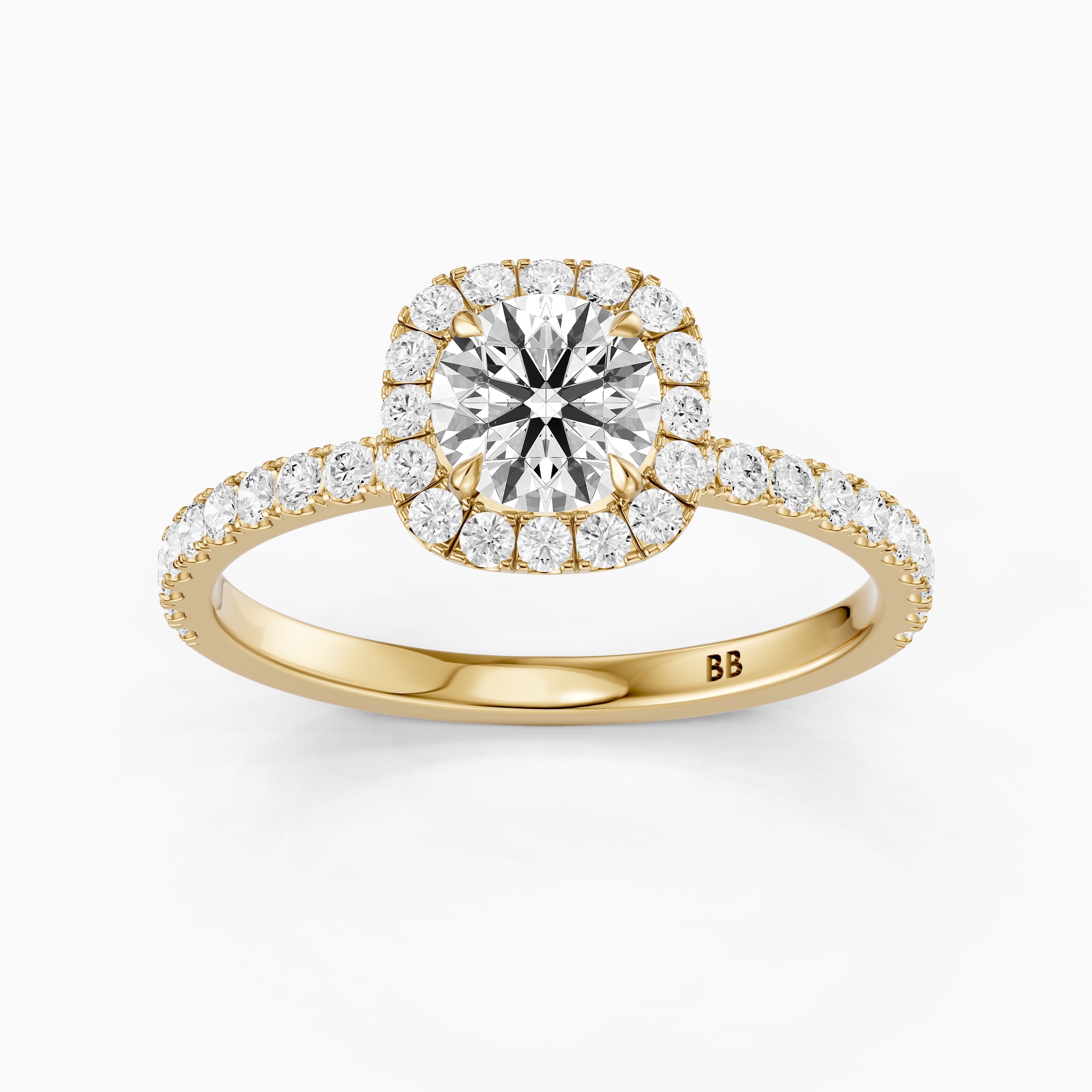 Tayler Round Cut Halo Pave Moissanite Diamond Engagement Ring