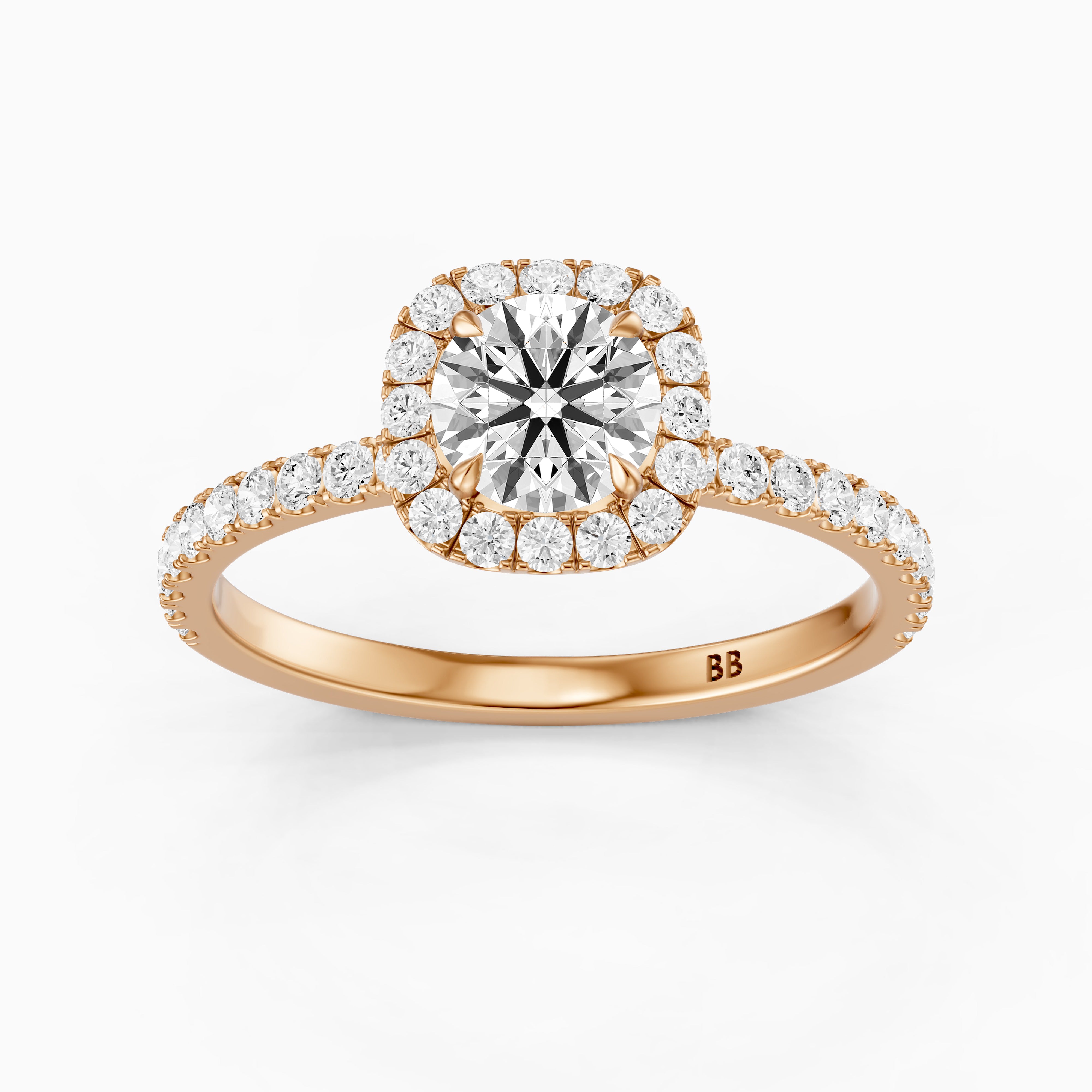 Tayler Round Cut Halo Pave Moissanite Diamond Engagement Ring