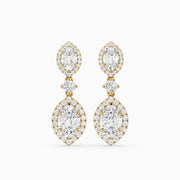Gwen Oval and Round Lab Grown Diamond Halo Drop Earrings