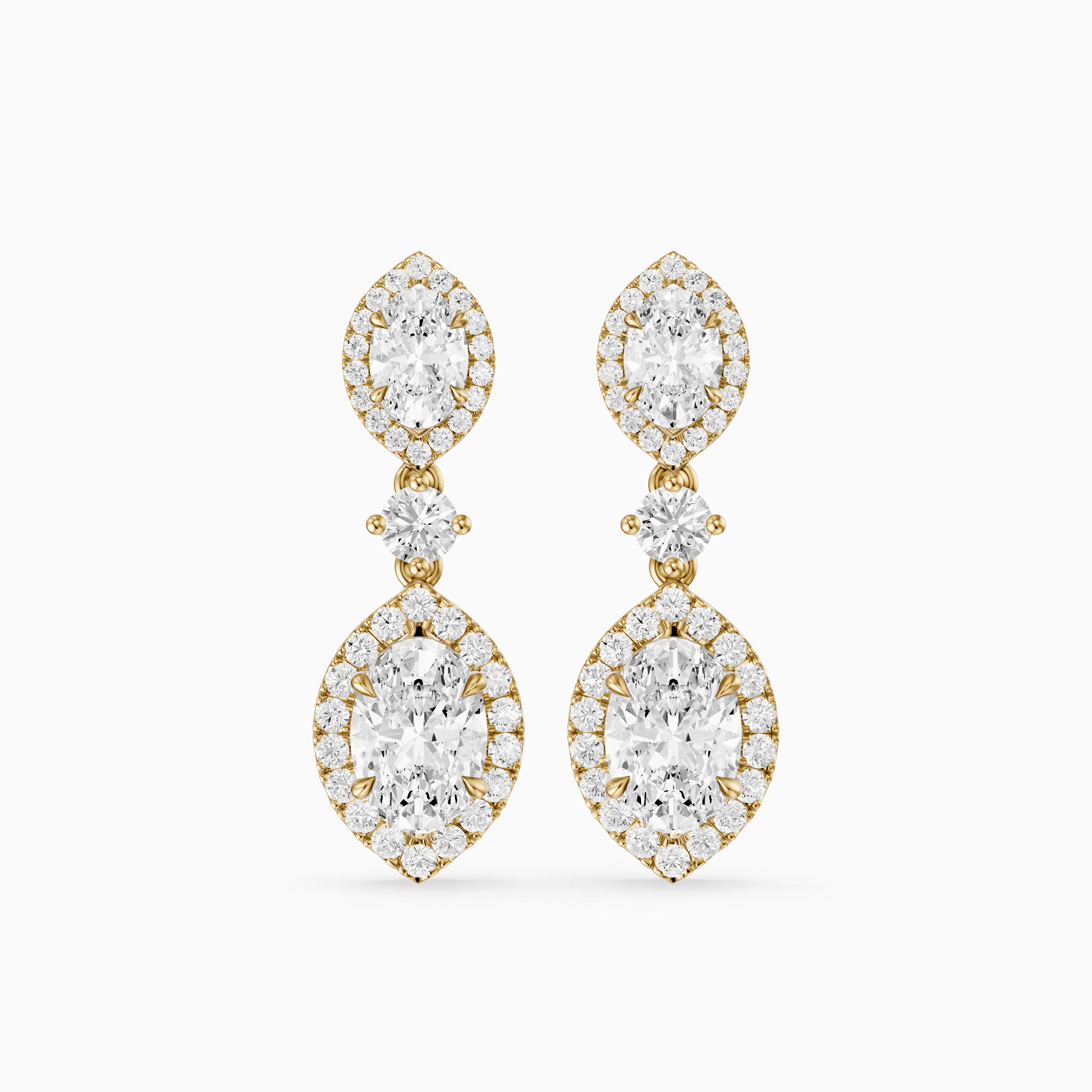 Gwen Oval and Round Lab Grown Diamond Halo Drop Earrings