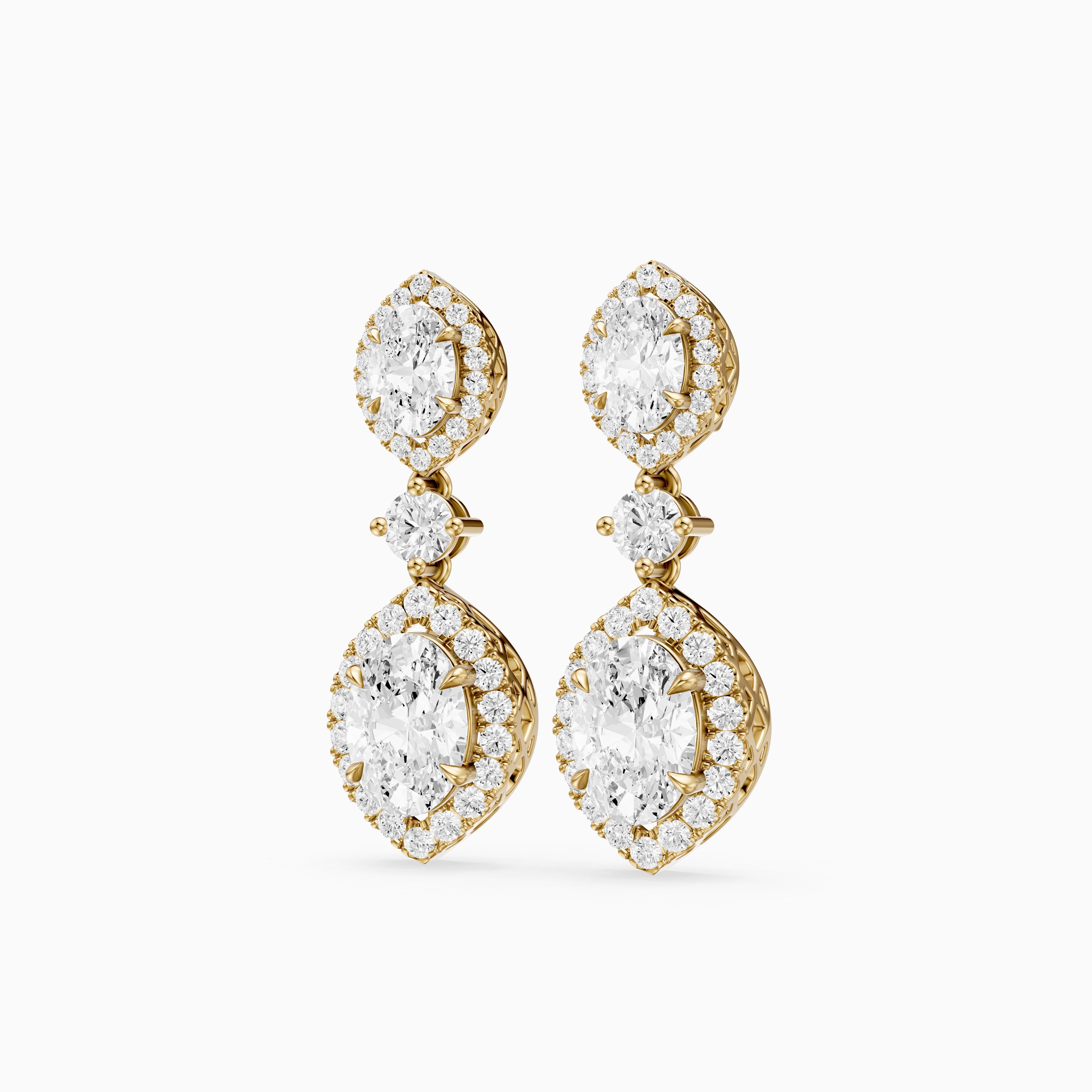 Gwen Oval and Round Lab Grown Diamond Halo Drop Earrings