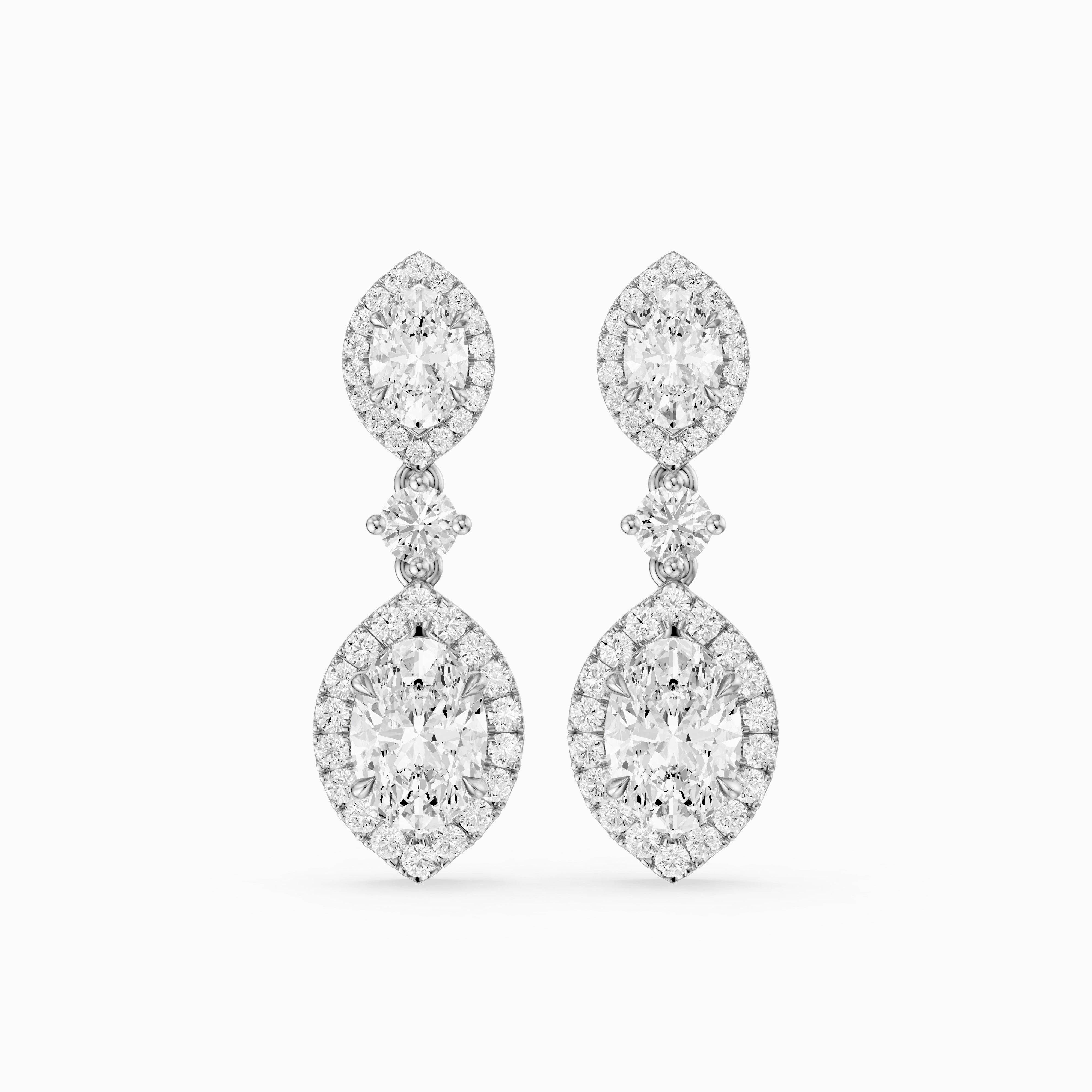 Gwen Oval and Round Lab Grown Diamond Halo Drop Earrings