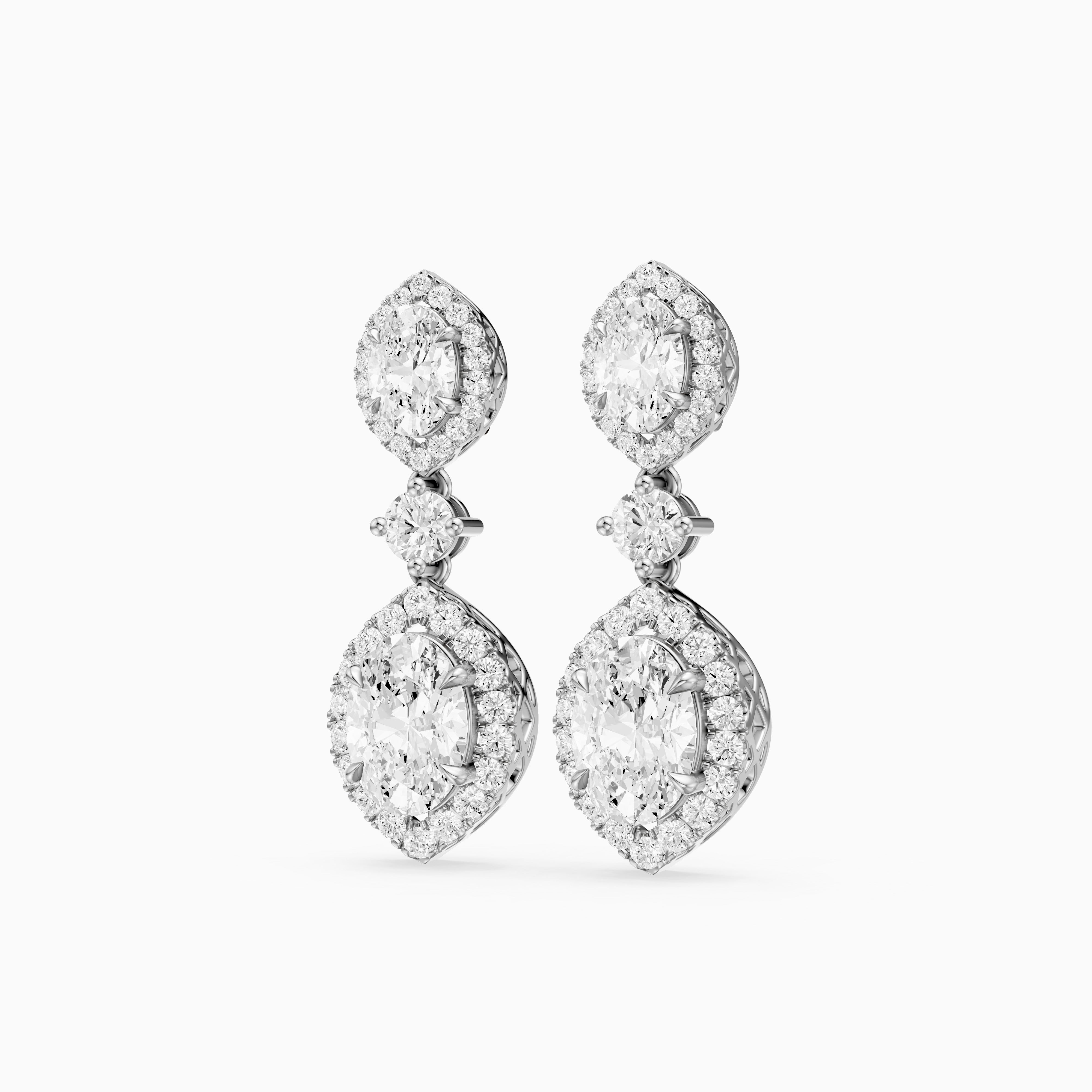 Gwen Oval and Round Lab Grown Diamond Halo Drop Earrings