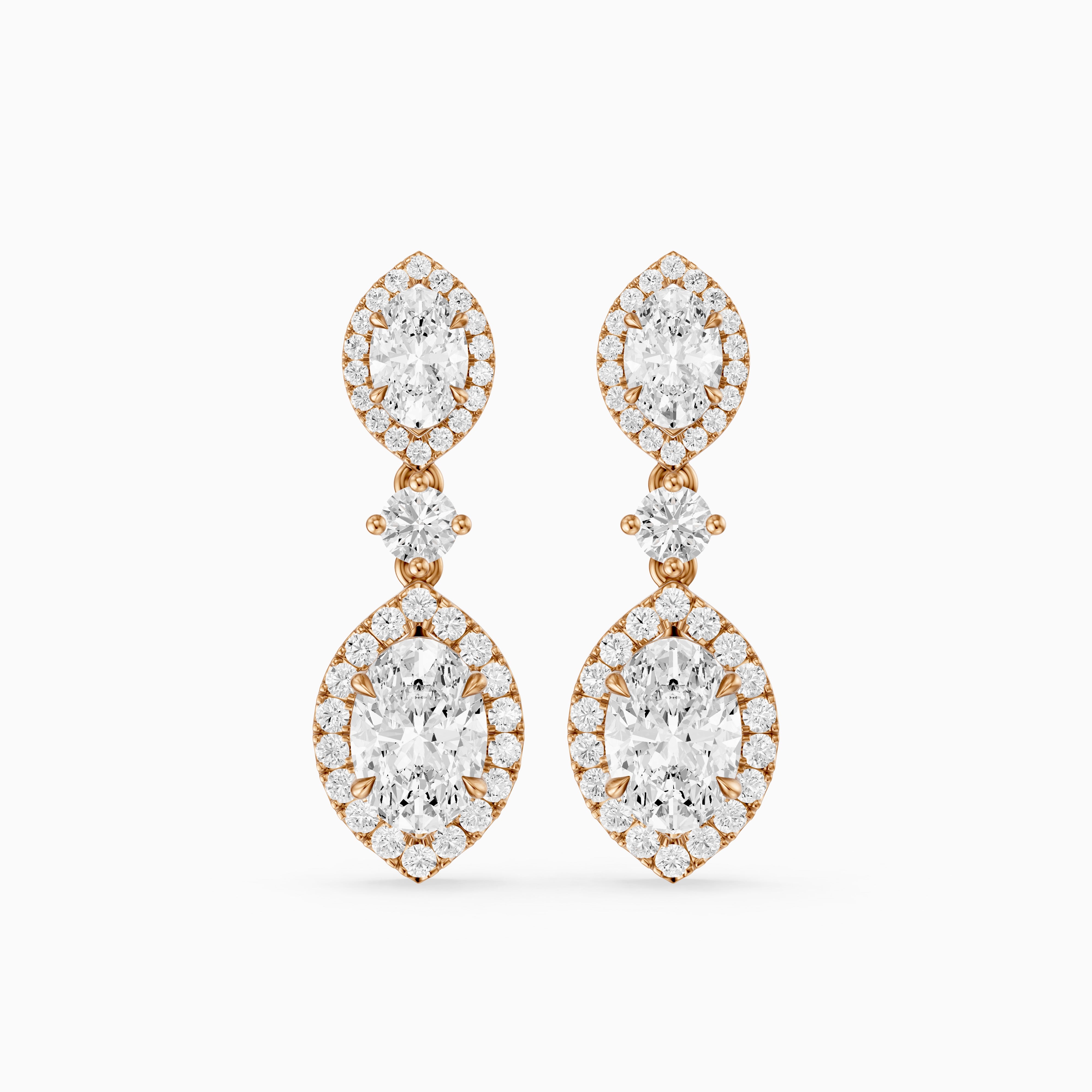 Gwen Oval and Round Lab Grown Diamond Halo Drop Earrings