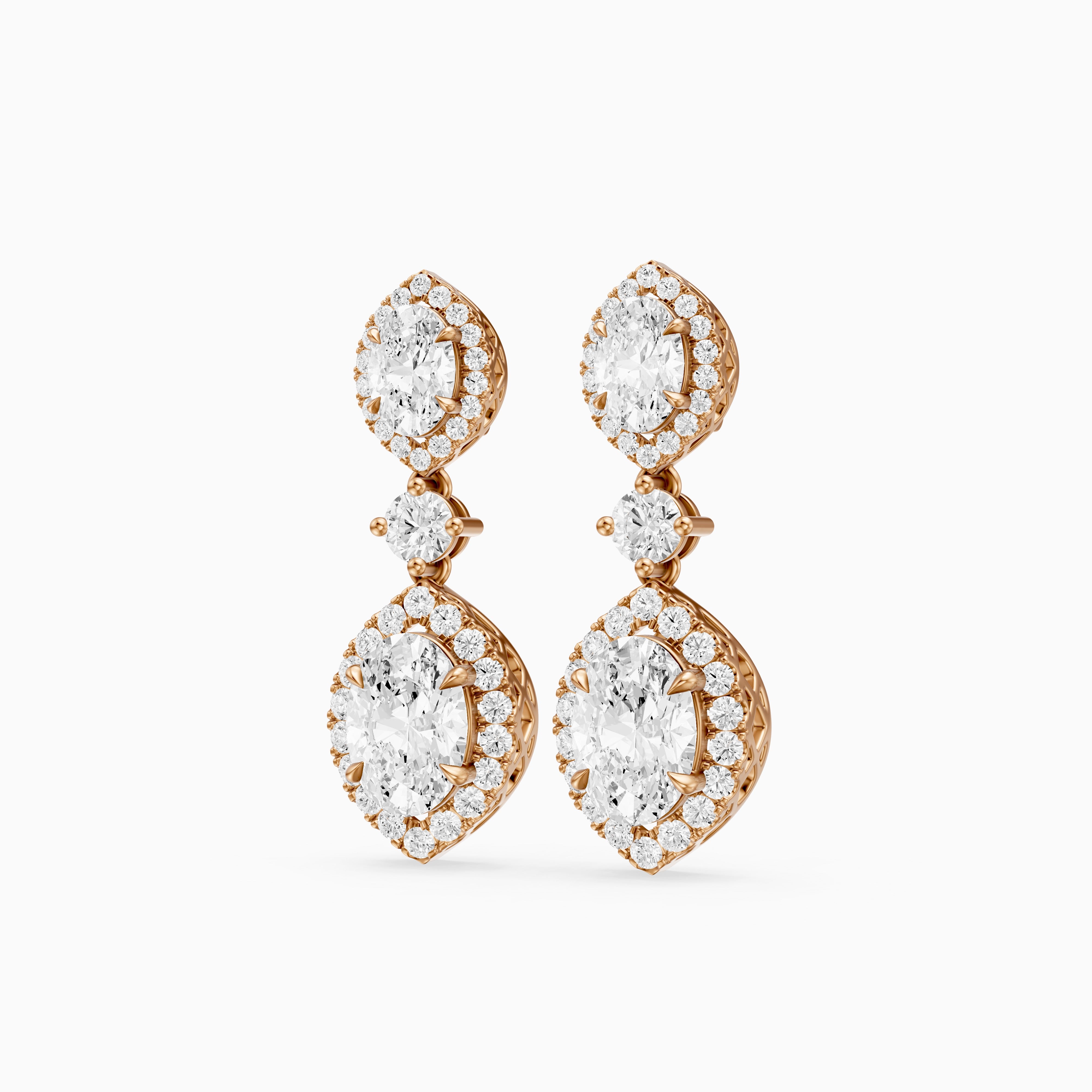Gwen Oval and Round Lab Grown Diamond Halo Drop Earrings