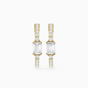 Pola Emerald Cut and Round Lab Grown Diamond Petite Hoop Earrings