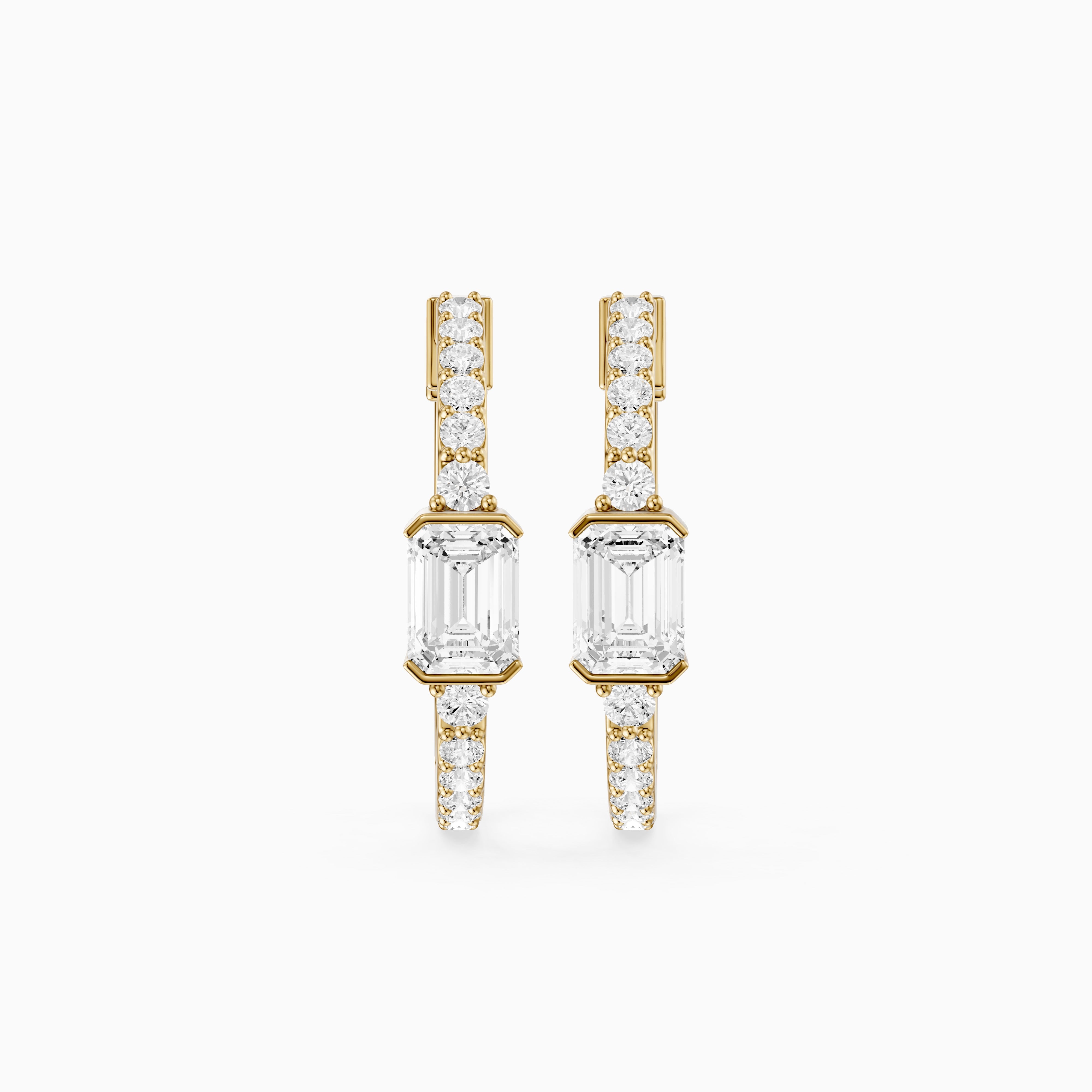 Pola Emerald Cut and Round Lab Grown Diamond Petite Hoop Earrings