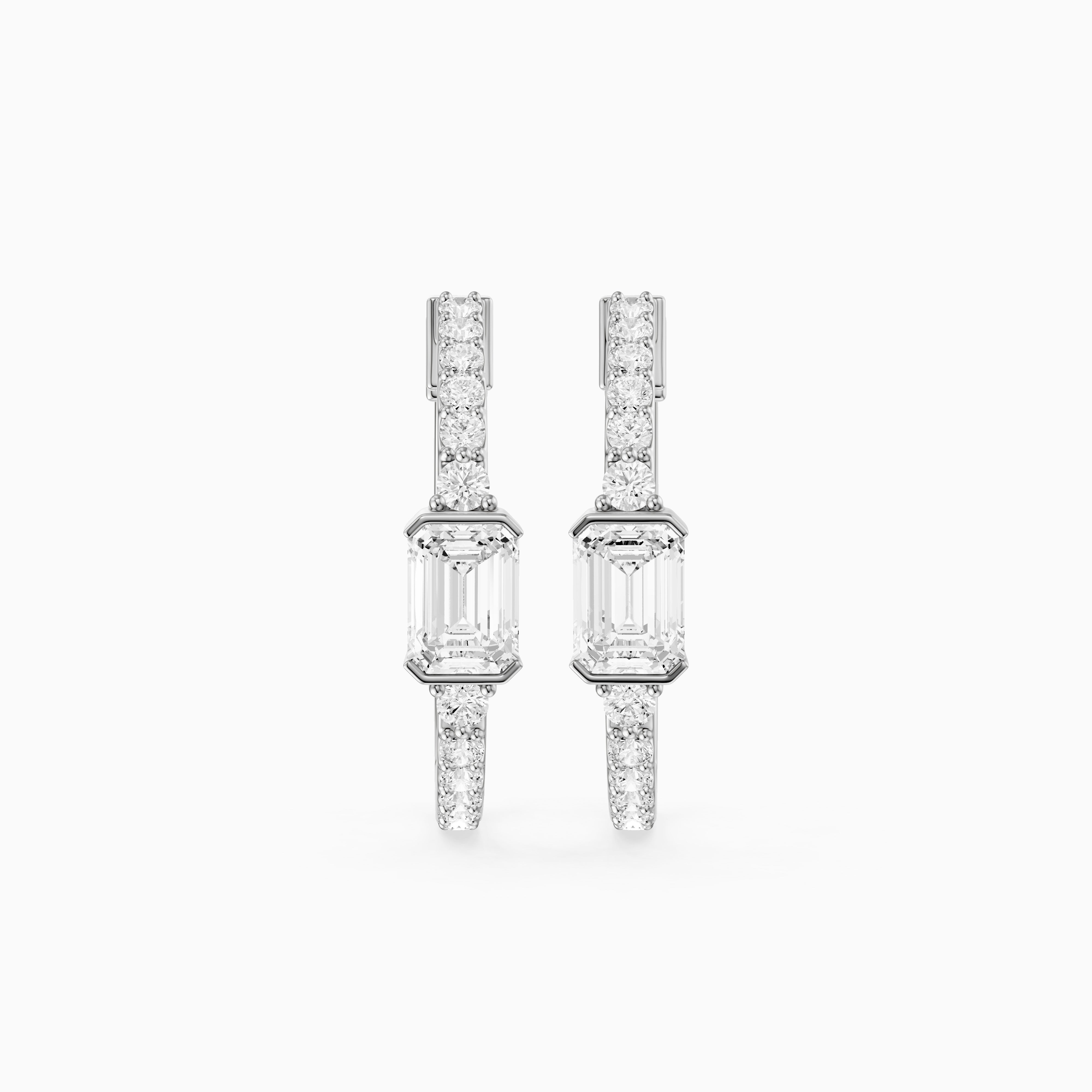 Pola Emerald Cut and Round Lab Grown Diamond Petite Hoop Earrings