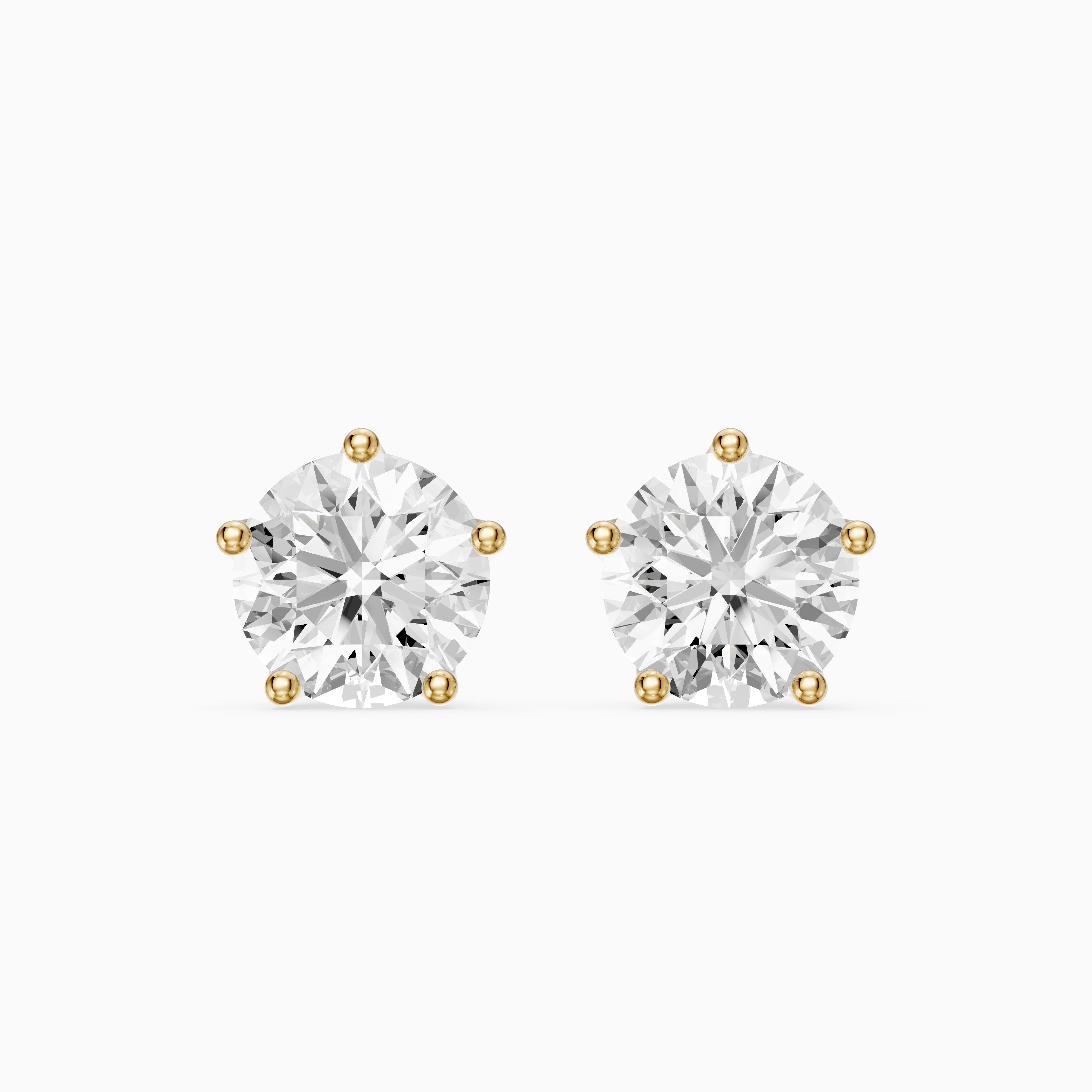 Zlata Round Cut Lab Diamond Tulip Basket Solitaire Stud Earrings