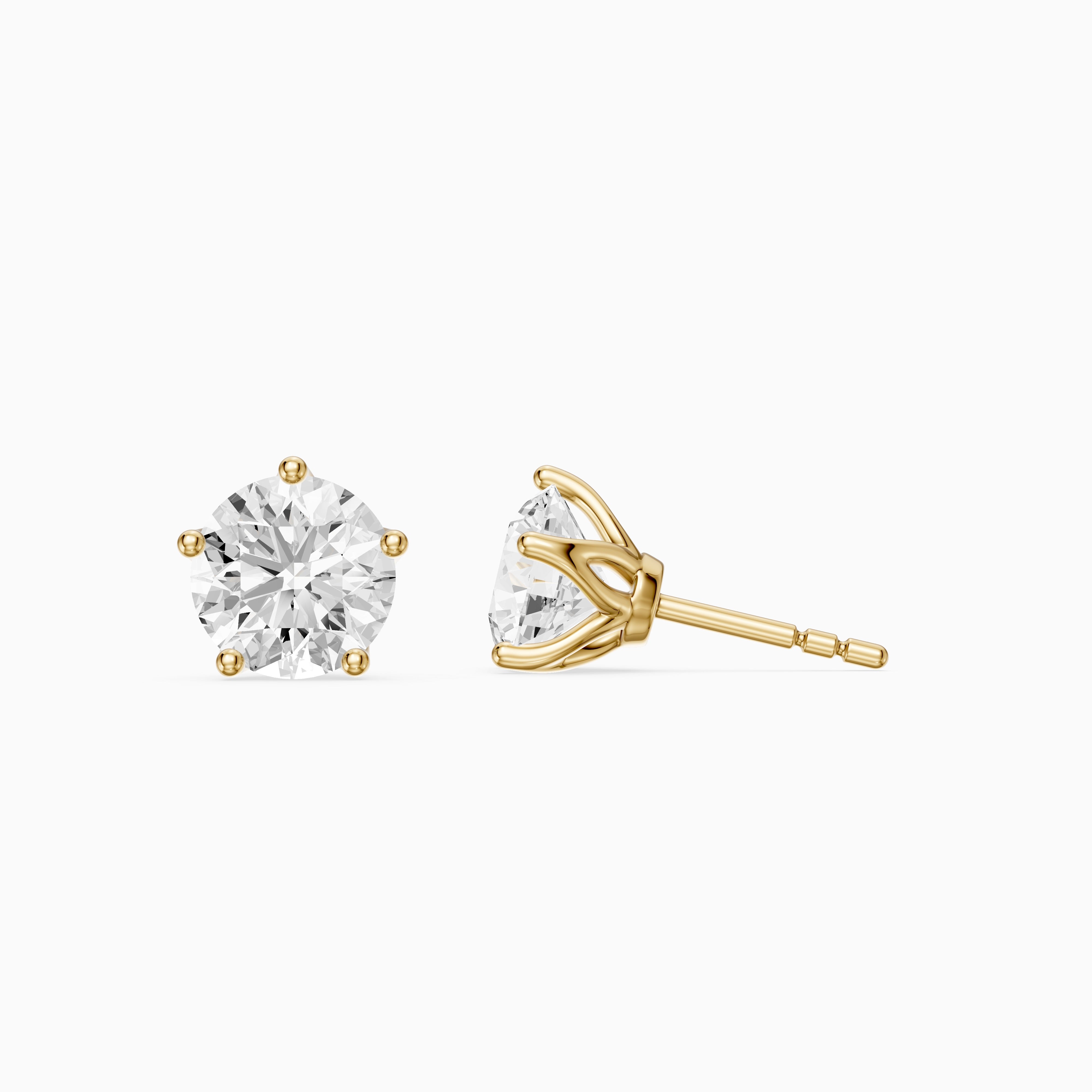 Zlata Round Cut Lab Diamond Tulip Basket Solitaire Stud Earrings
