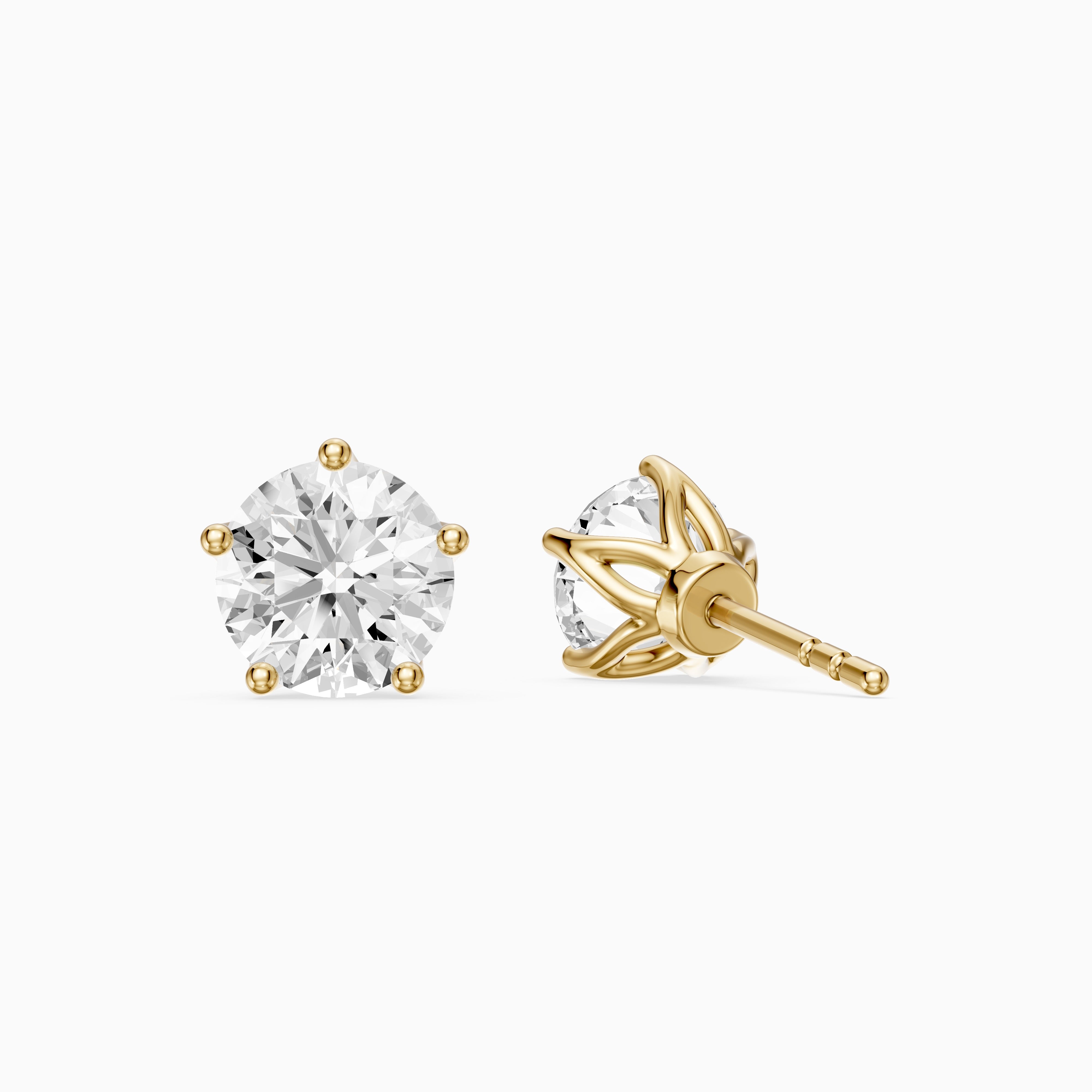 Zlata Round Cut Lab Diamond Tulip Basket Solitaire Stud Earrings