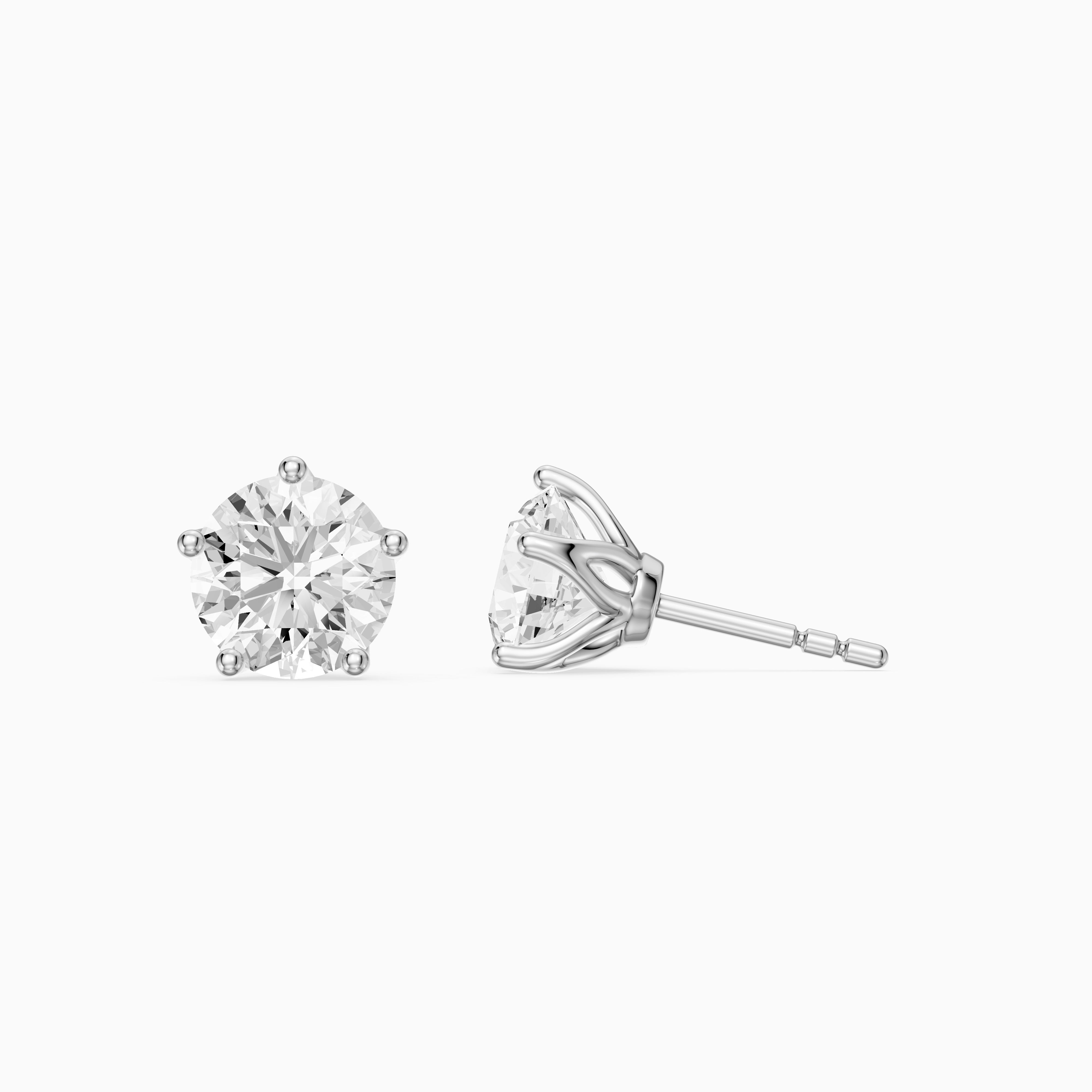 Zlata Round Cut Lab Diamond Tulip Basket Solitaire Stud Earrings
