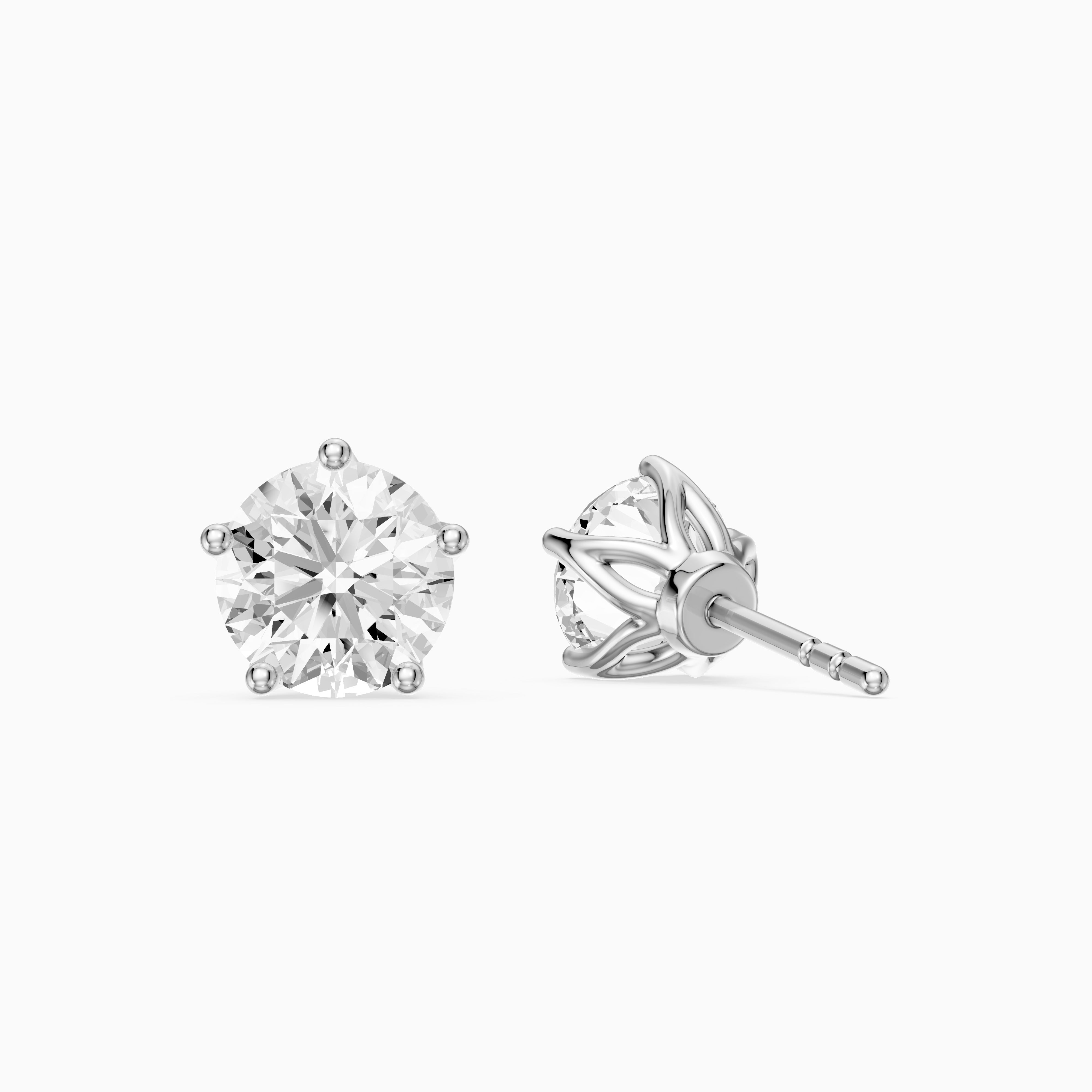 Zlata Round Cut Lab Diamond Tulip Basket Solitaire Stud Earrings