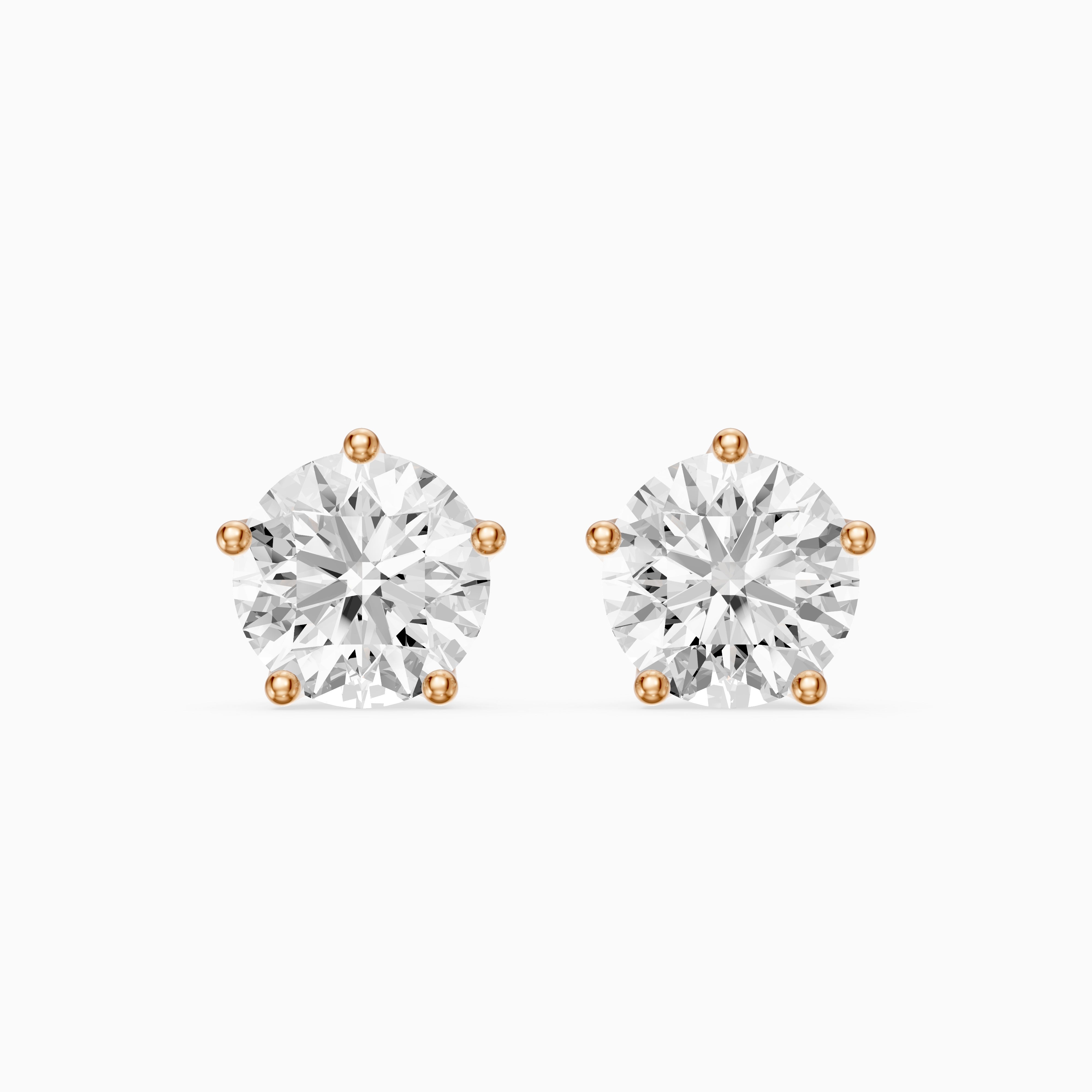 Zlata Round Cut Lab Diamond Tulip Basket Solitaire Stud Earrings