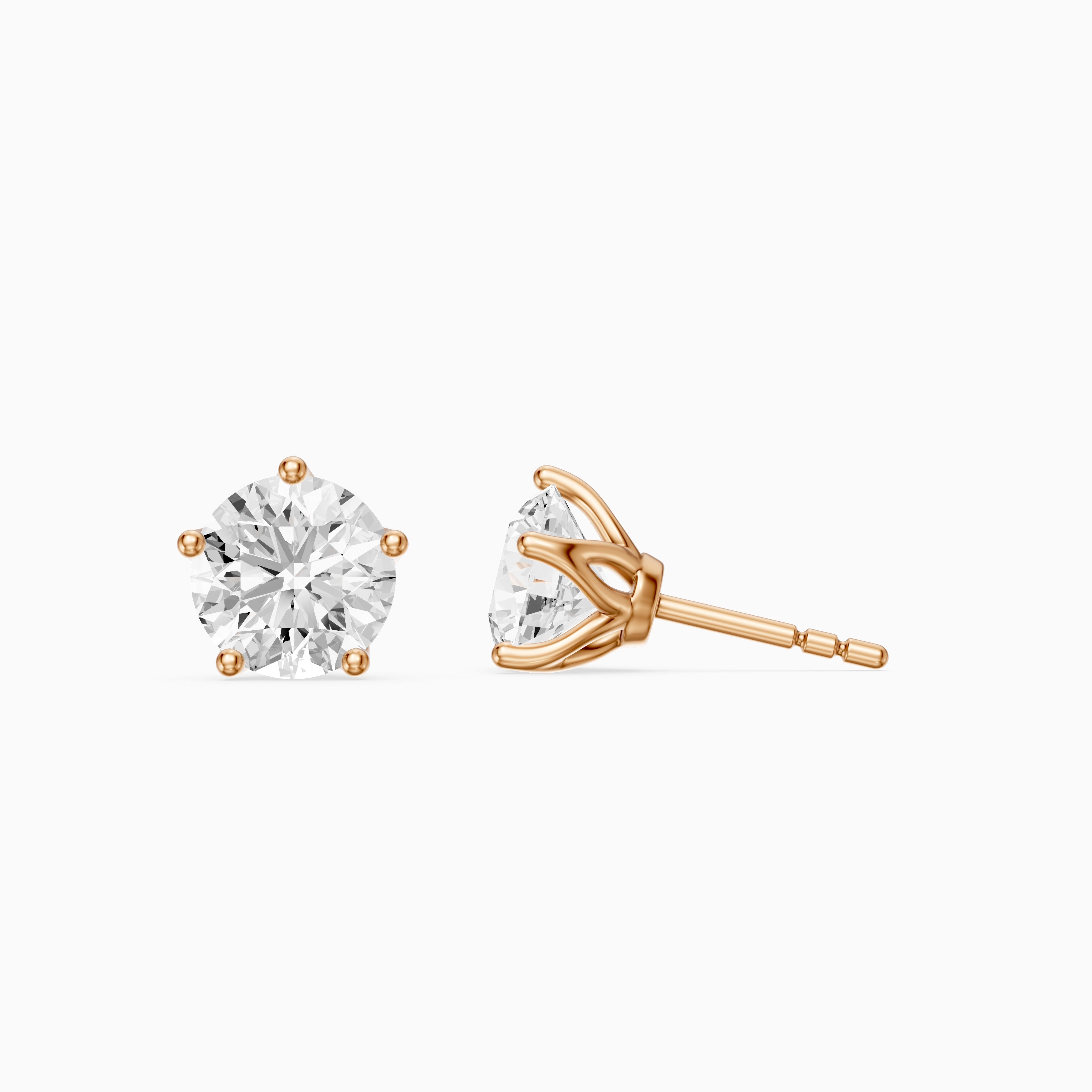 Zlata Round Cut Lab Diamond Tulip Basket Solitaire Stud Earrings