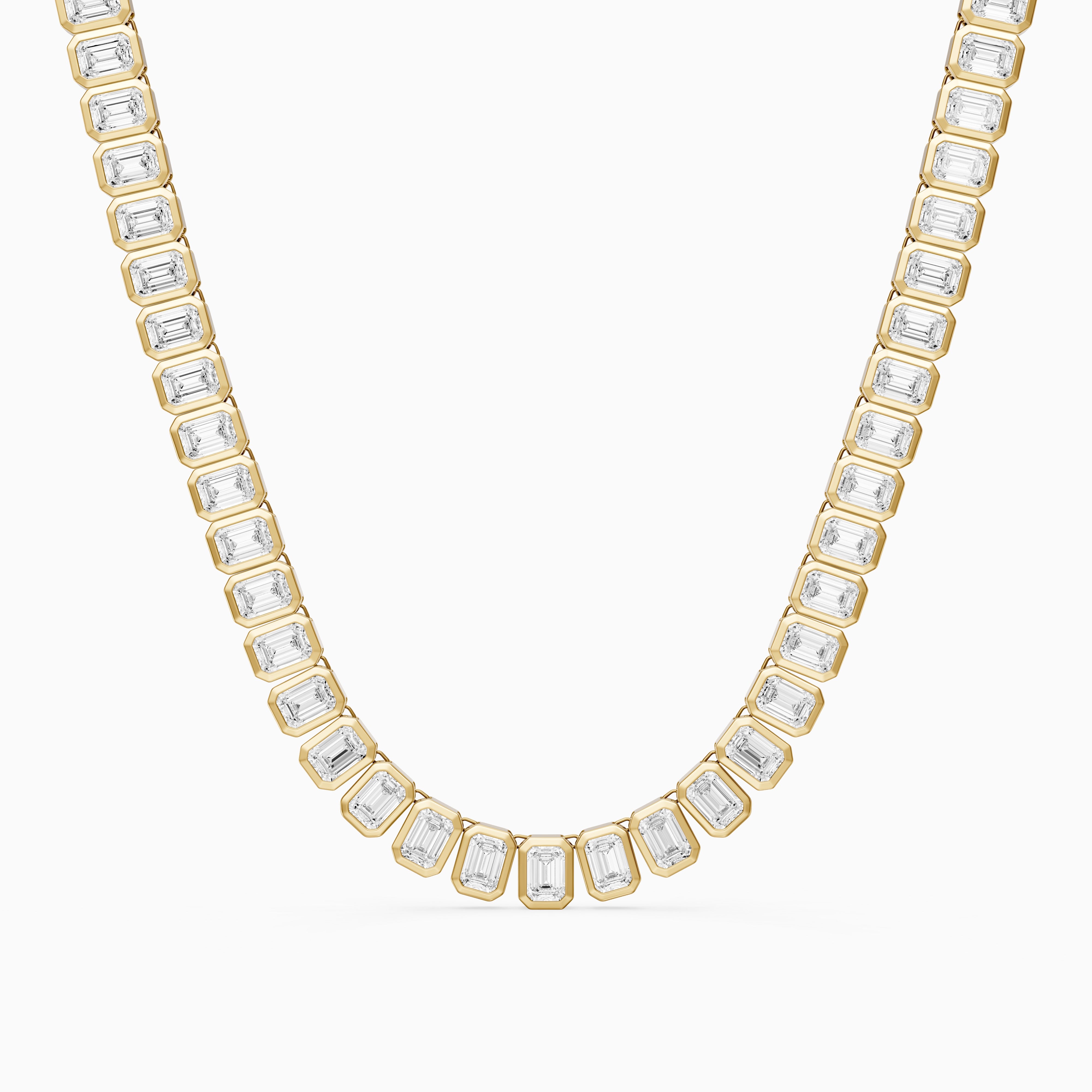 Liliana Emerald Lab Grown Diamond Graduated Bezel Set Tennis Necklace