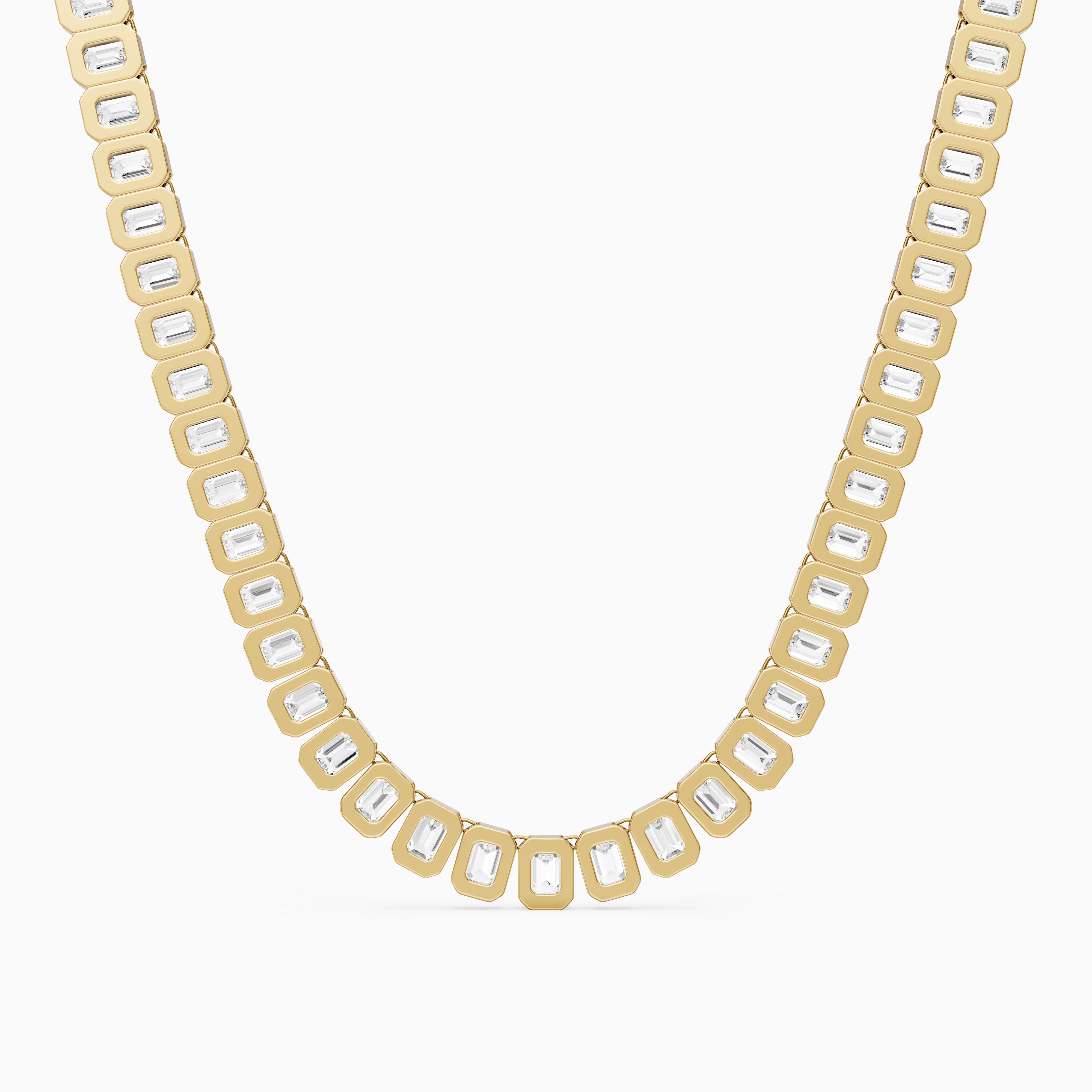 Liliana Emerald Lab Grown Diamond Graduated Bezel Set Tennis Necklace